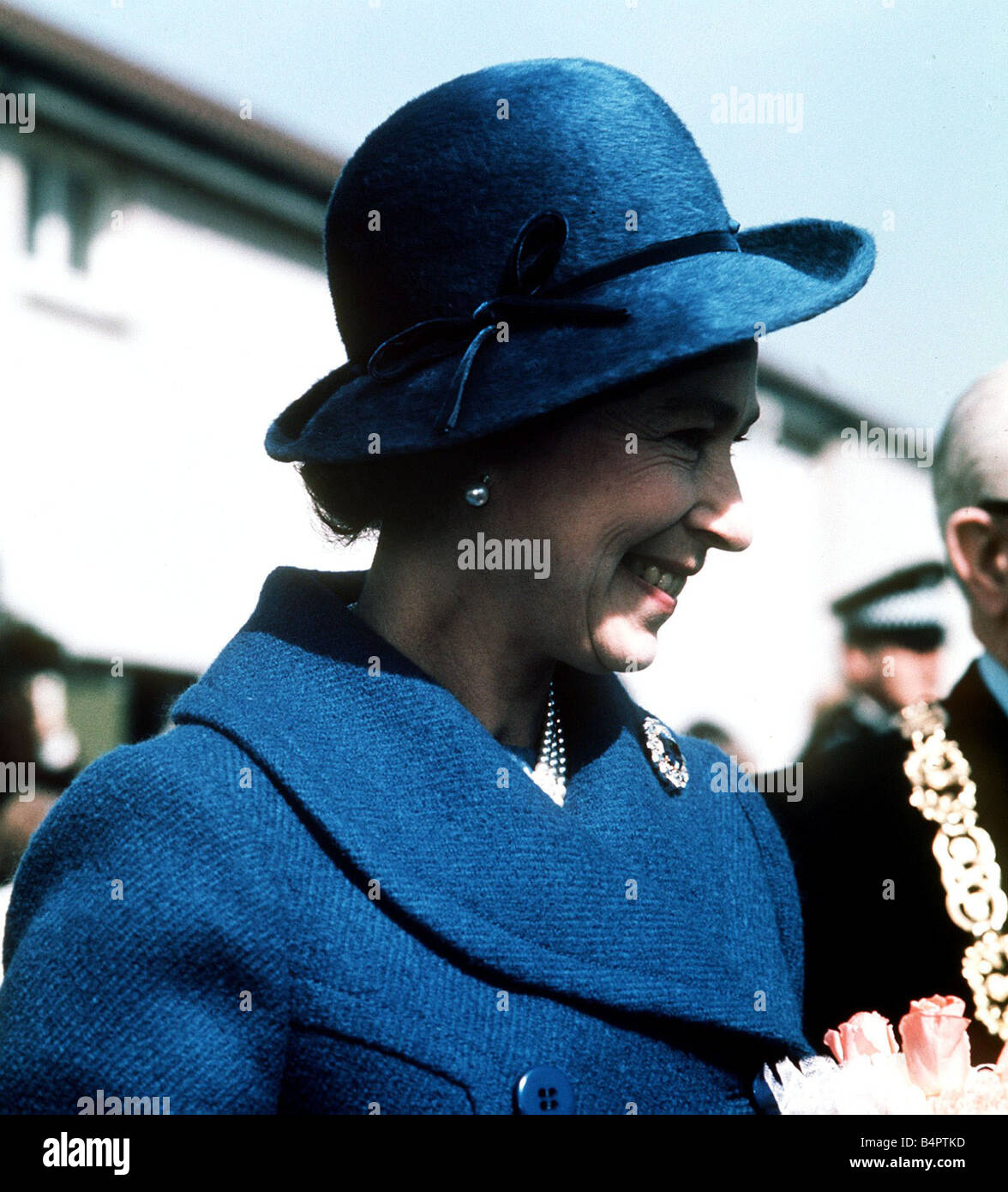 La reine Elizabeth II 1977 Jubilé d' Ecosse Ecosse Royal Jubilee tour de la reine sur la nouvelle passerelle Govan à Glasgow Banque D'Images