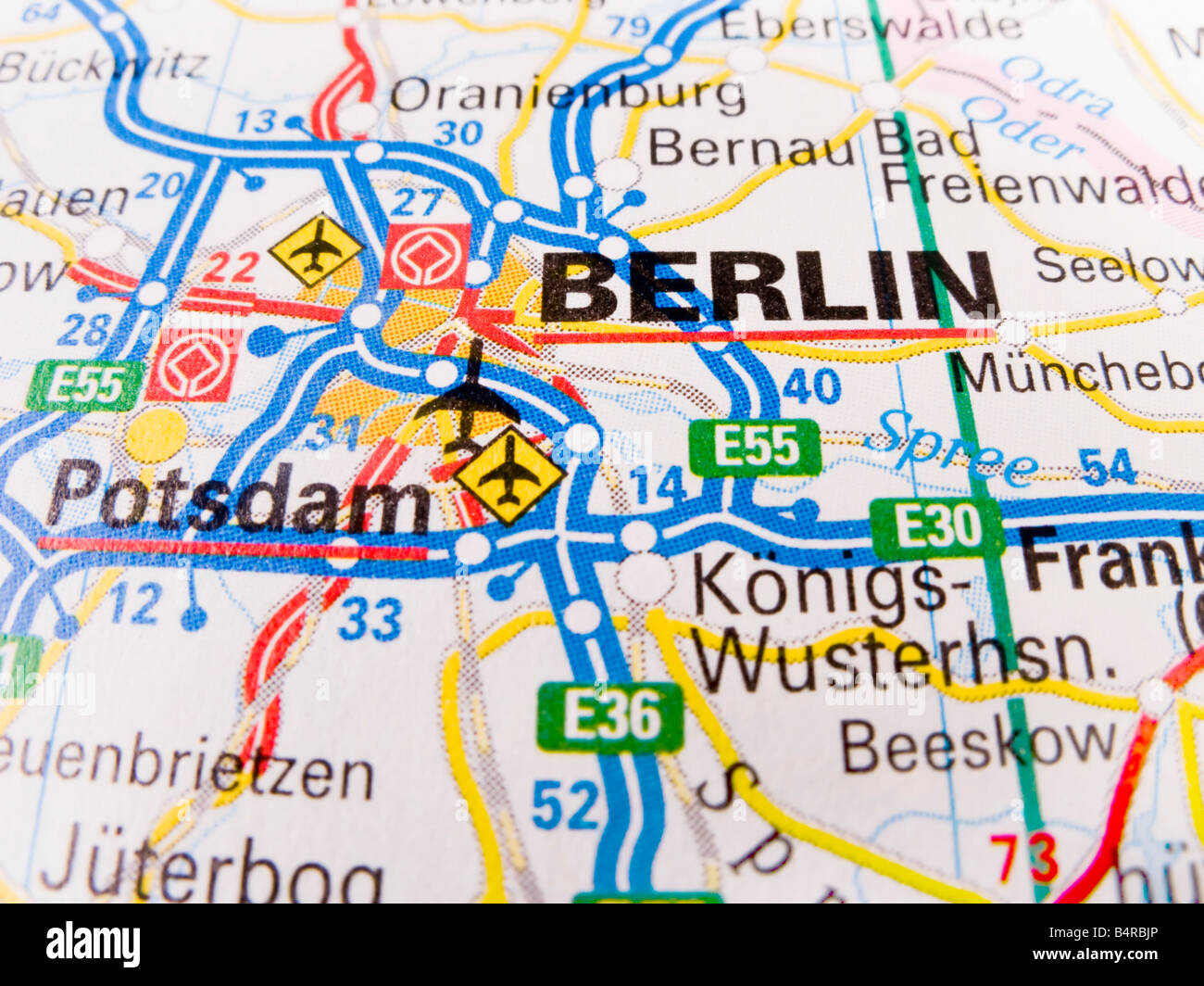 Gros plan d'une carte routière de Berlin Banque D'Images