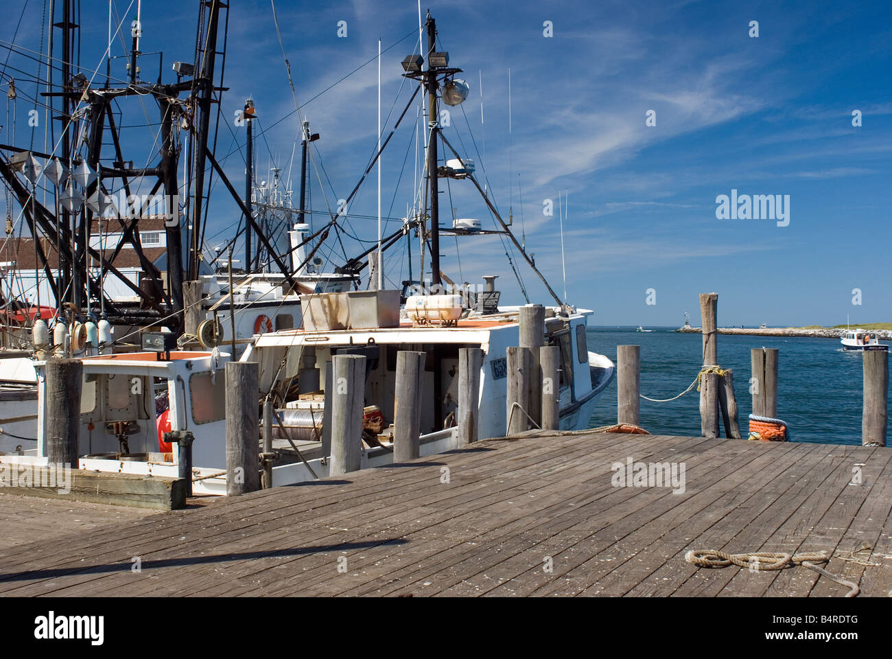 Des bateaux de pêche, port de Montauk, Long Island, New York Banque D'Images