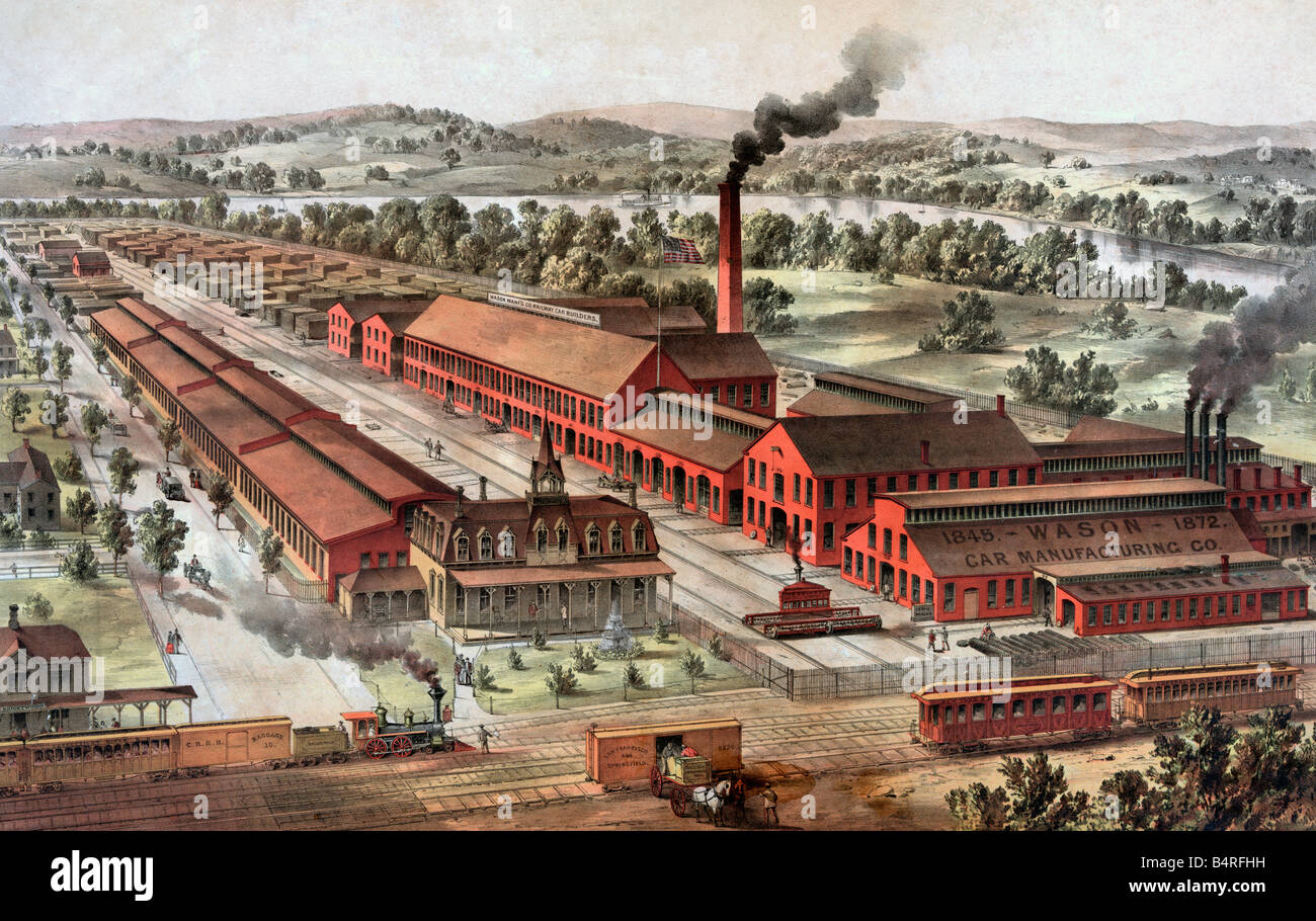 Wason Manufacturing Company de Springfield, Massachusetts - voiture de chemin de fer, les constructeurs et les roues des wagons de chemin de fer, général Banque D'Images