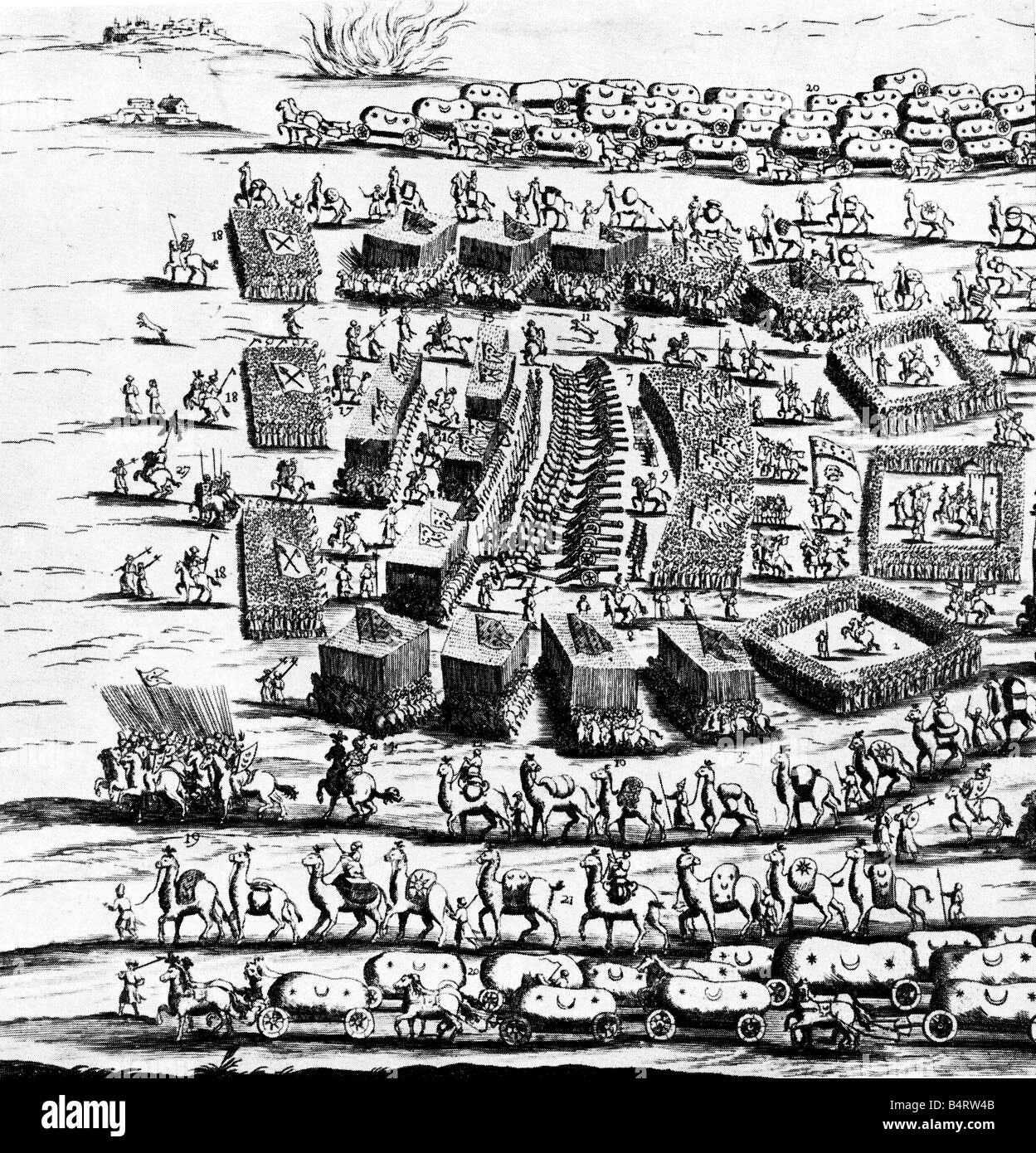 Les Turcs lors du siège de Vienne en 1683 ils ont défilé leurs canons des chameaux et du café mais chassés de leur départ leur café Banque D'Images