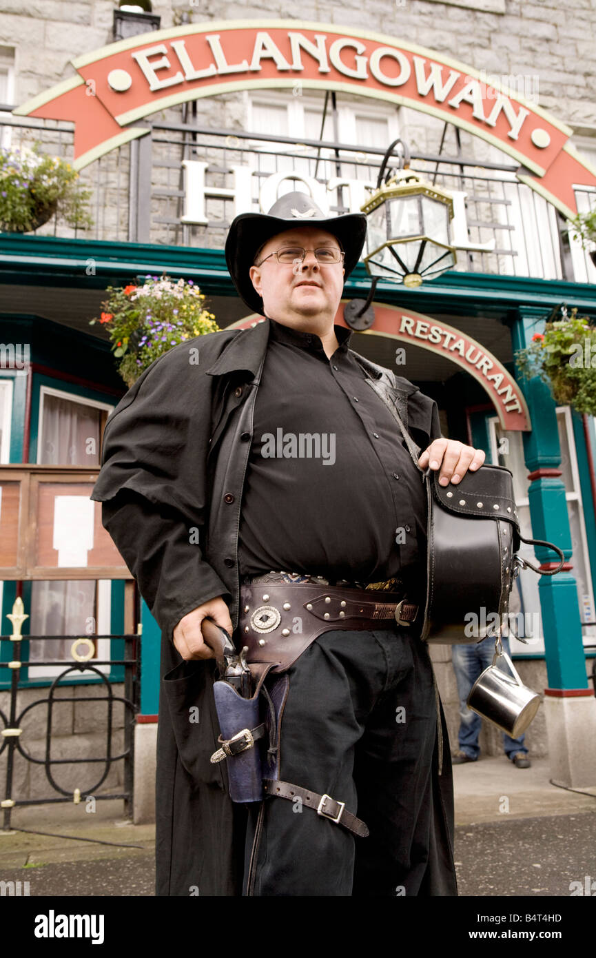 Creetown Festival de Musique Country cowboys qui participent à la croissance la concurrence tirage Galloway Scotland UK Banque D'Images