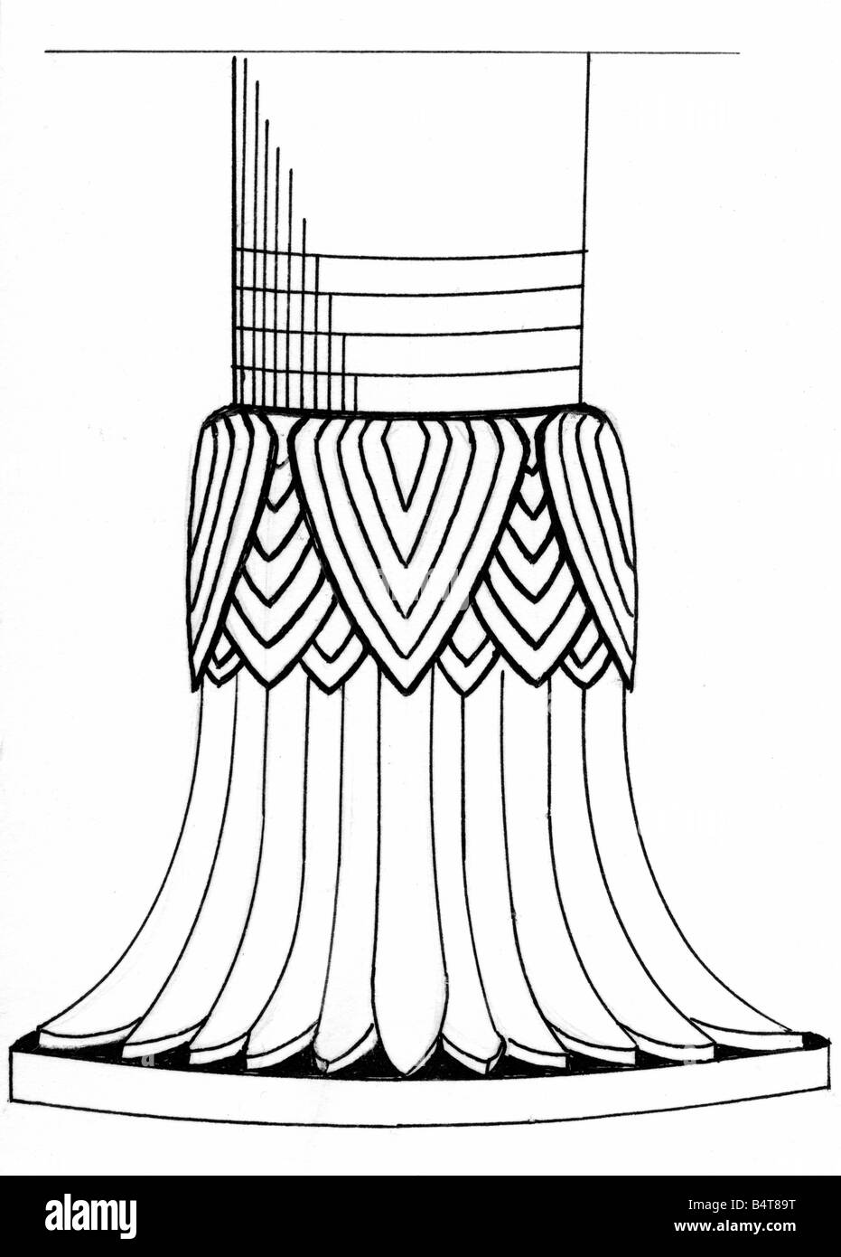 Architecture, détail, colonnes, capitale, égyptien, dessin à l'encre, XXe siècle, Egypte, monde ancien, antiquité, colonne, historique, monde ancien, Banque D'Images