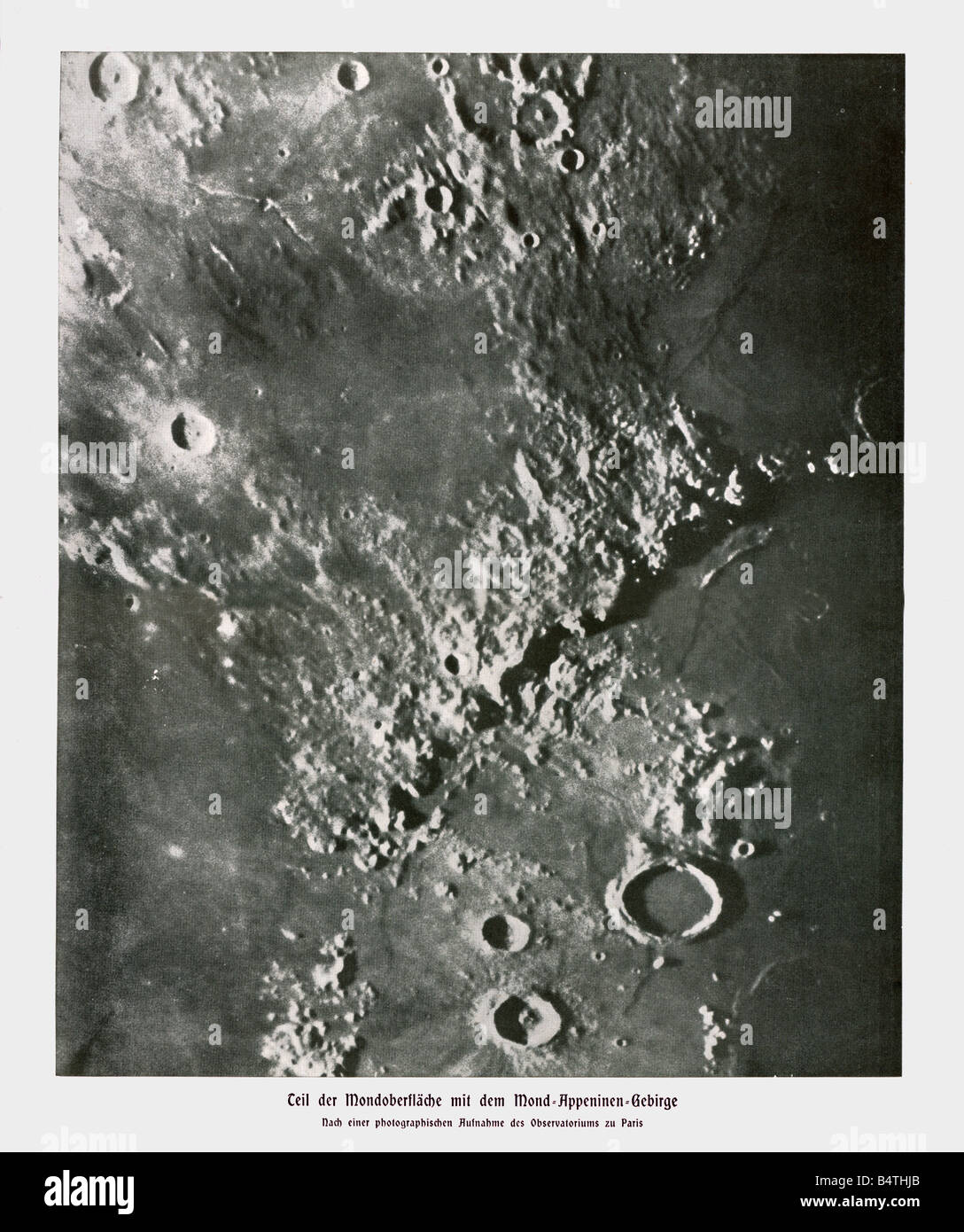 Astronomie, lune, surface, Montes Apenninus, photographie de l'Observatoire de Paris, vers 1900, Banque D'Images