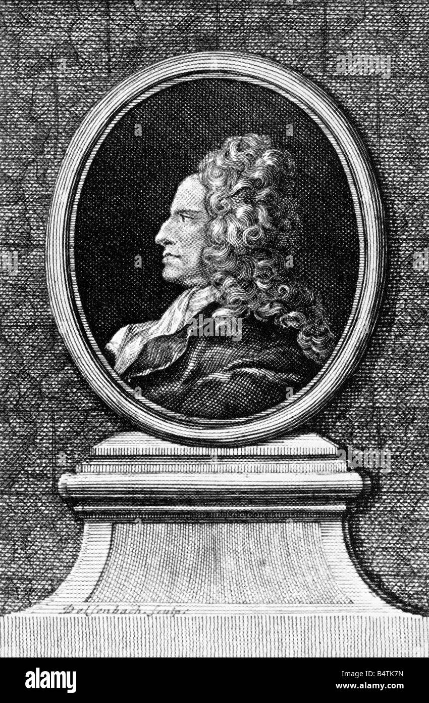 Fischer von Erlach, Johann Bernhard, 15.3.1656 - 5.4.1723, l'architecte autrichien, portrait, side view, ovale, gravure sur cuivre, par Johann Adam Delfenbach, 1719, , n'a pas d'auteur de l'artiste pour être effacé Banque D'Images