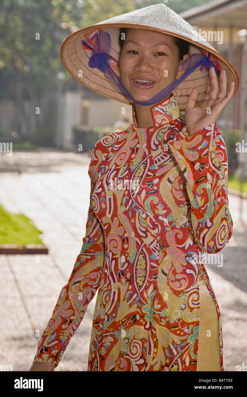 Le costume traditionnel du Nord Vietnam Hanoi Banque D'Images