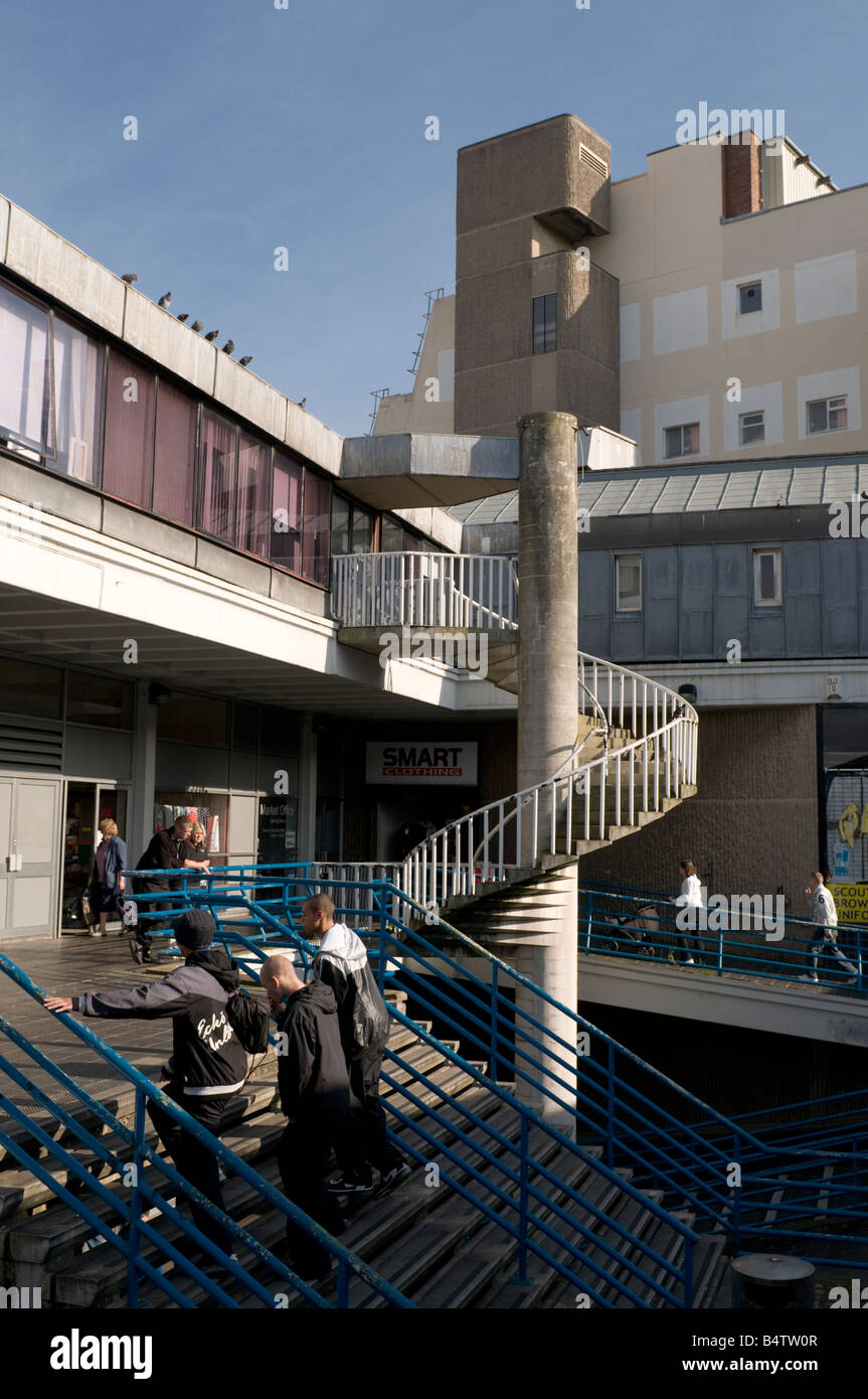 Lowthian Chambre shopping centre 1960 architecture béton brutaliste centre-ville de Preston Lancashire England UK Banque D'Images