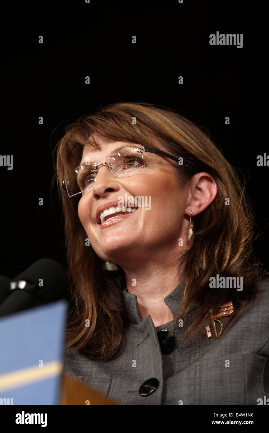 USA Candidate à la vice-présidence du Parti républicain, Sarah Palin s'exprimant lors d'un rassemblement politique à Wilmington dans l'Ohio Banque D'Images