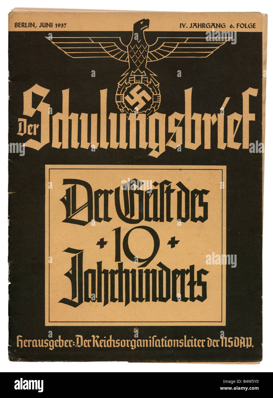 National socialisme, presse/médias, magazines, 'der Schulungsbrief', Berlin, 4 volume, numéro 6, juin 1937, titre, l'esprit du XIXe siècle, dessin de Hans Schirmer, , Banque D'Images