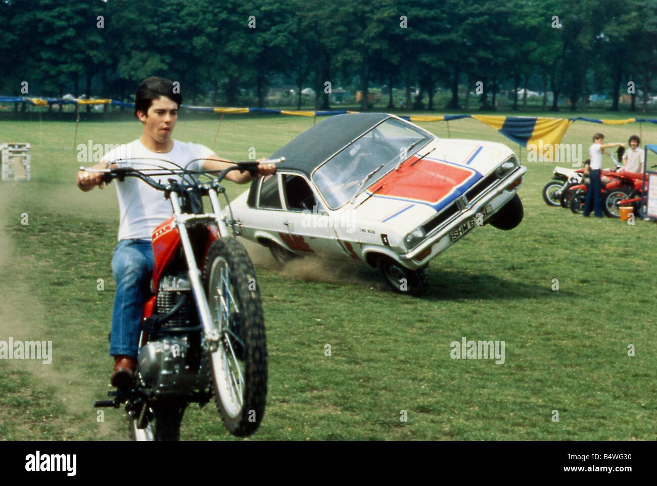 Eddie Kidd cascadeur moto Juin 1979 Banque D'Images