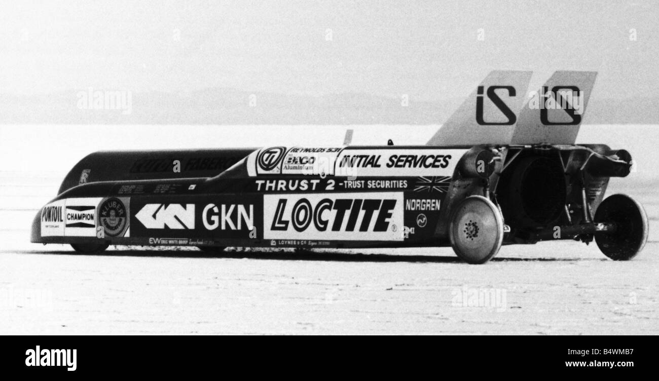 Richard Noble roulant Ace tente de briser le record du monde de vitesse au sol Banque D'Images