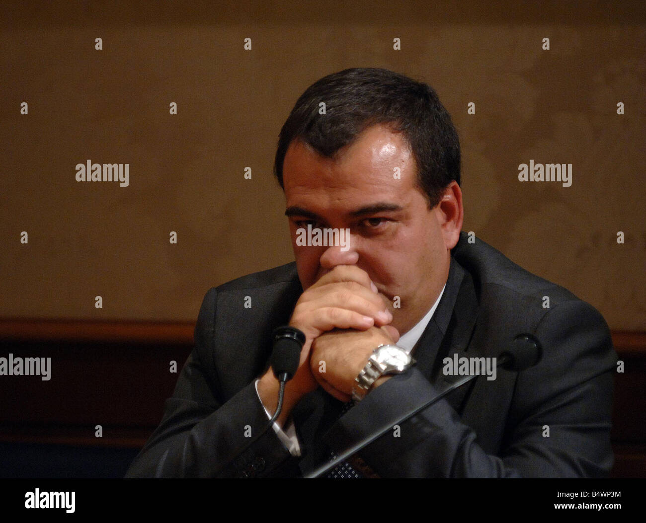 Mario Scaramella lors d'une conférence de presse au Sénat Chambre à Rome, Italie.;M. Scaramella a déjeuné à Londres avec le Russe Alexandre Litvinenko, qui est maintenant à l'hôpital après l'empoisonnement présumé;Novembre 2006 Banque D'Images