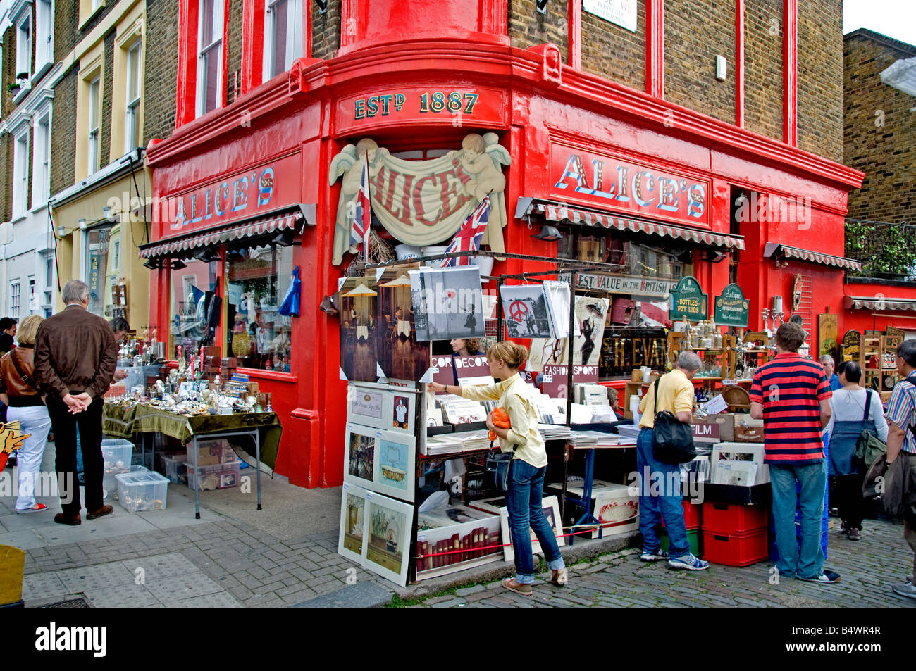 Un marché de Portobello Road Notting Hill Londres Banque D'Images