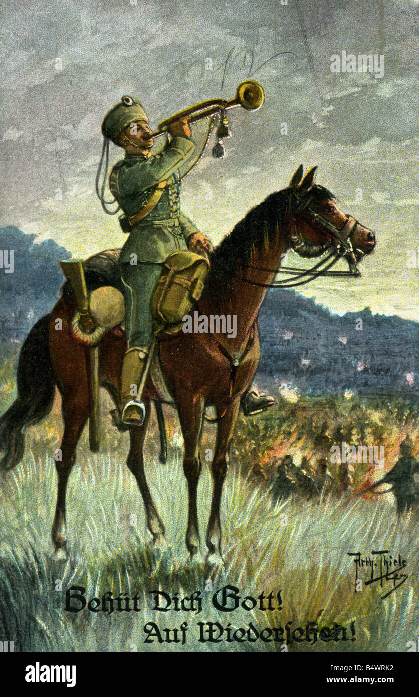 Evenements Premiere Guerre Mondiale Premiere Guerre Mondiale Propagande Allemagne Bugler Des Hussards Carte Postale Dessin D Arthur Thiele 1914 Photo Stock Alamy