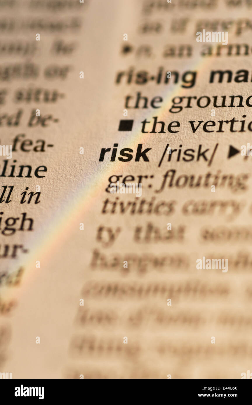 Définition du risque dans le dictionnaire Banque D'Images