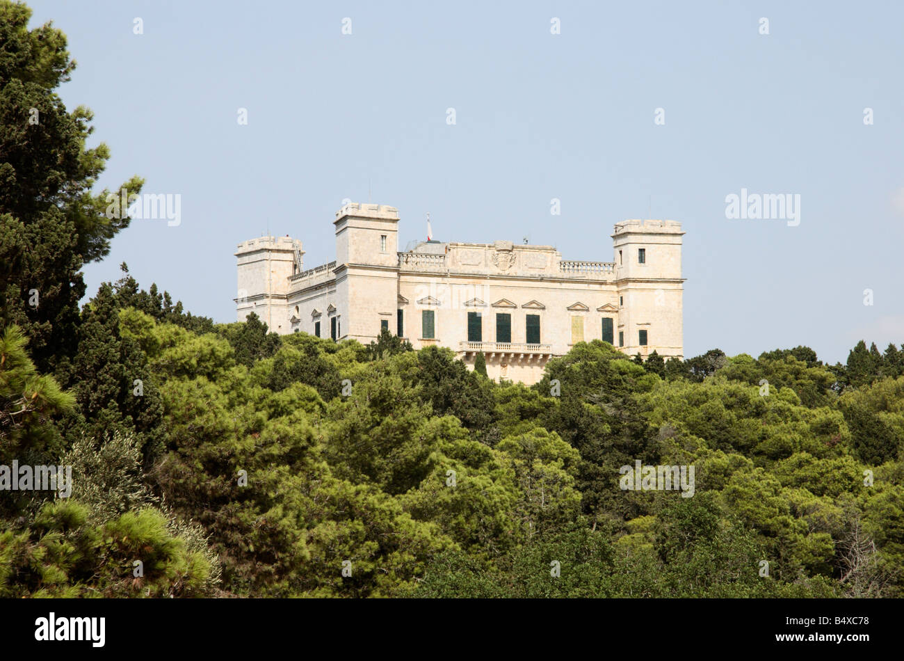 L 'Verdala Palace' près de la Buskett Gardens, à Malte. Banque D'Images