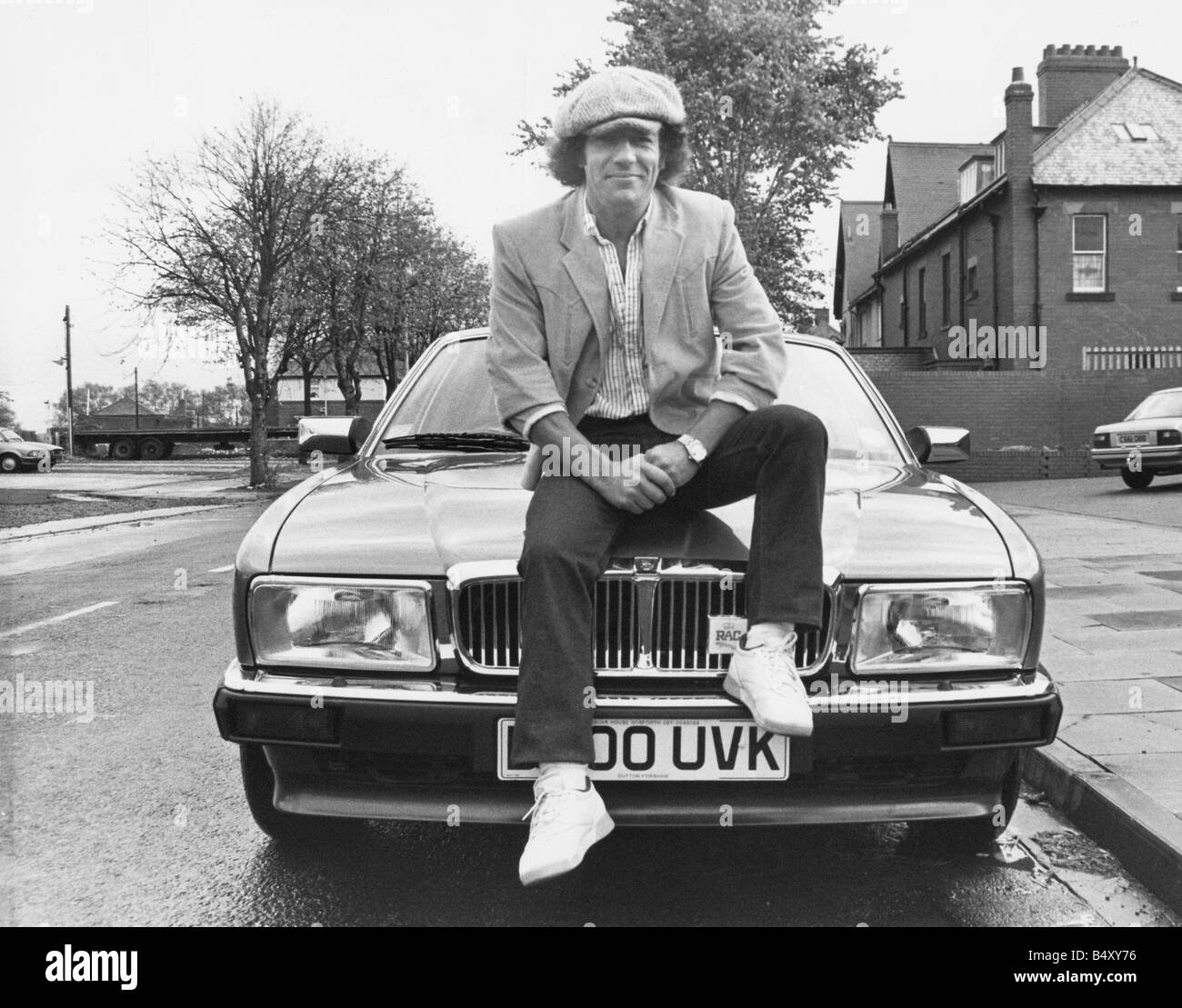 Brian Johnson, chanteur du groupe rock AC DC 27 10 86 Banque D'Images