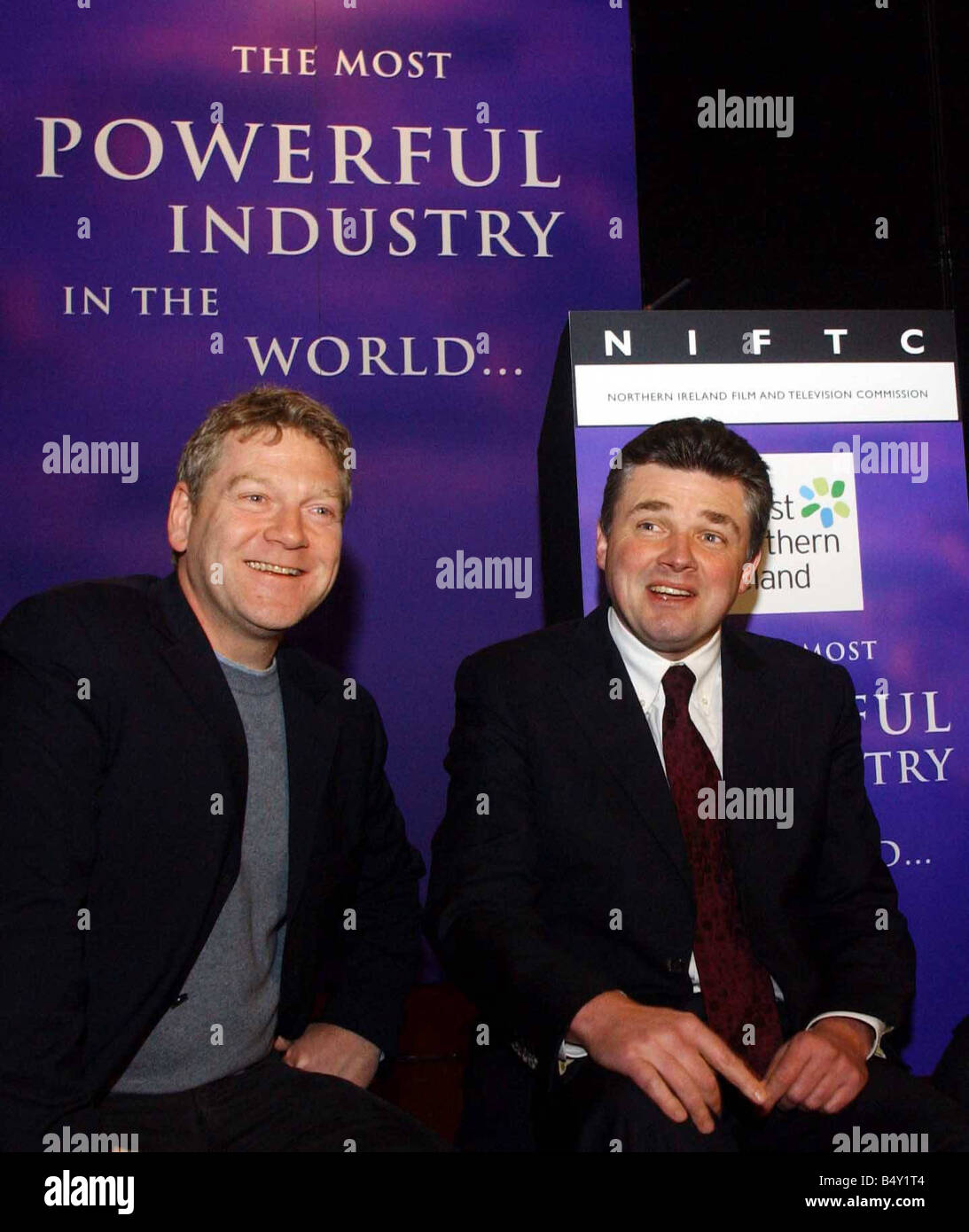L'Irlande du Nord Film and Television Commission Avril 2003 avec Kenneth Branagh ministre Ian Pearson Banque D'Images