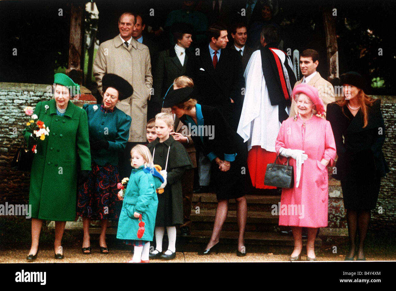 La famille royale au service de jour de Noël Sandringham Banque D'Images