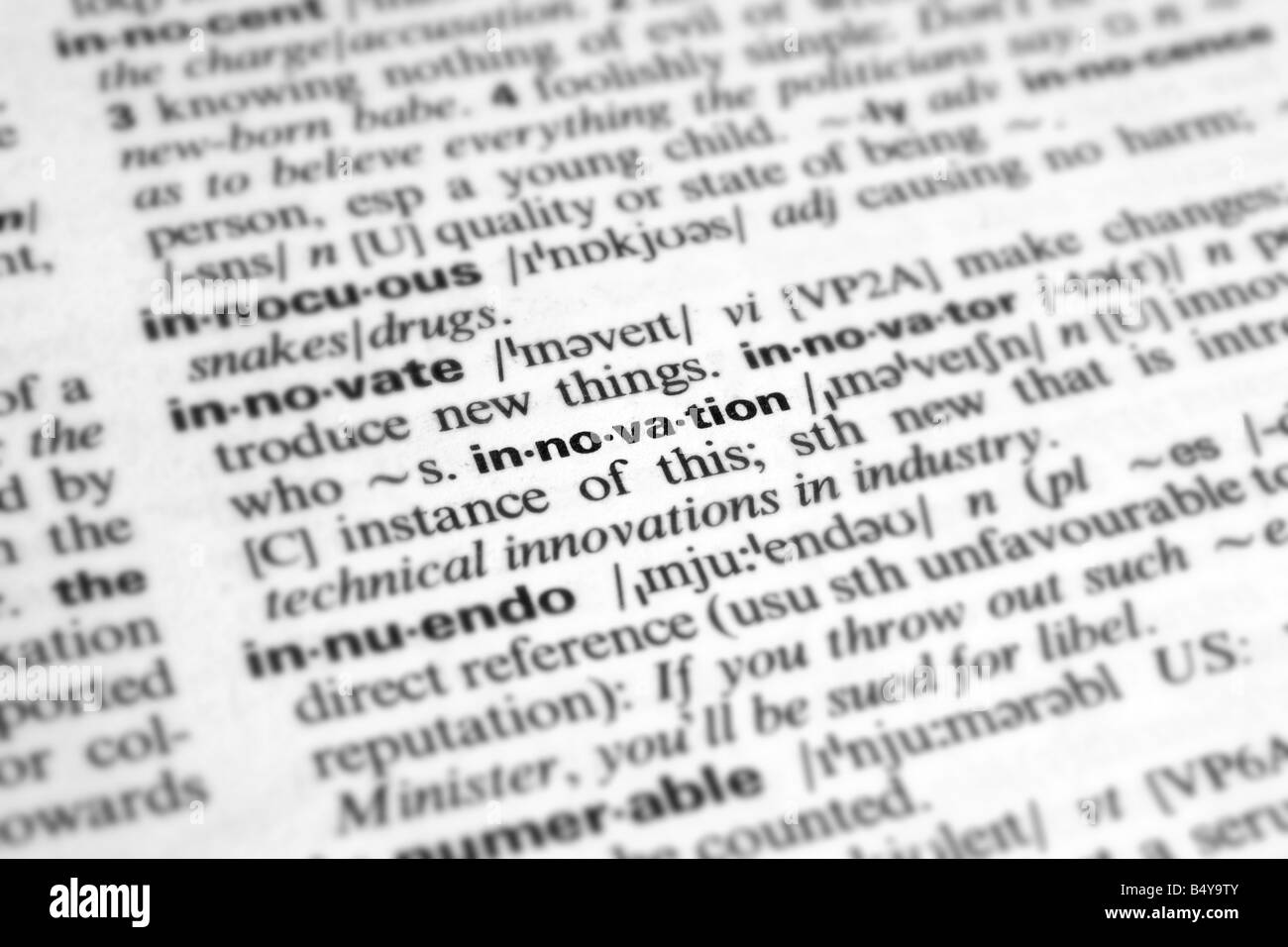 Innovation - définition du dictionnaire du mot d'affaires Banque D'Images