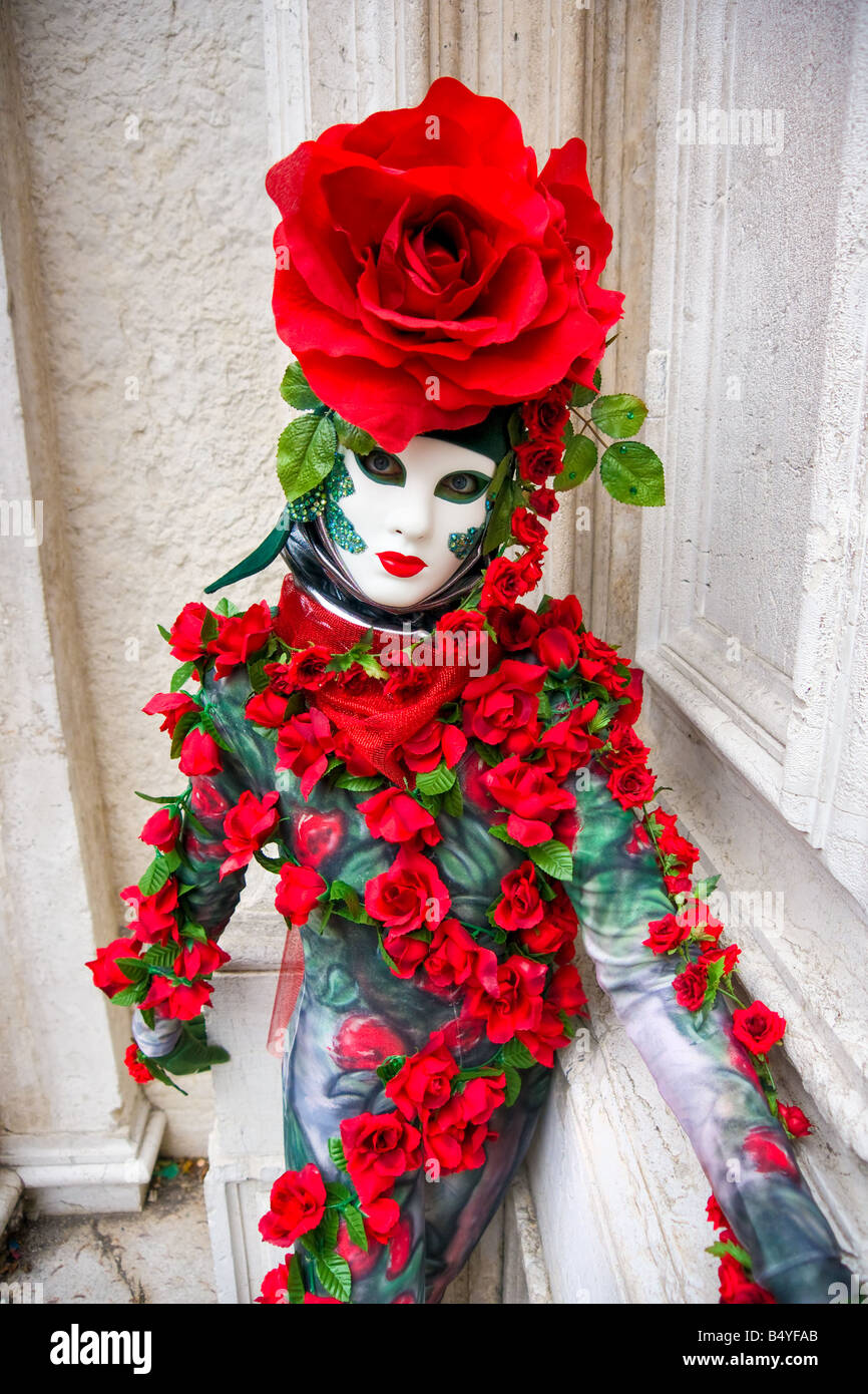 Masque Rose à Venise Italie Banque D'Images