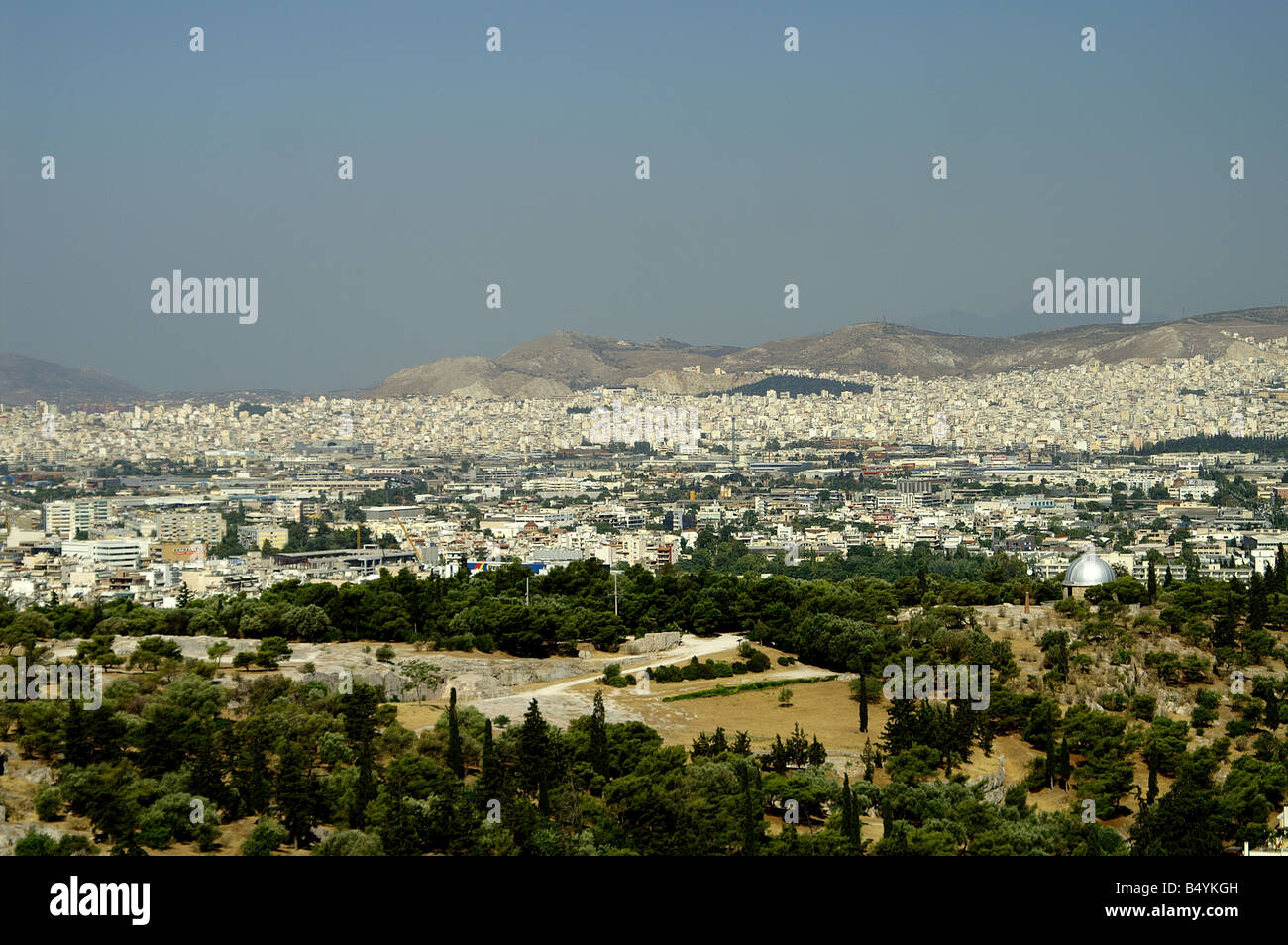 Vue d'Athènes depuis l'Acropole Banque D'Images