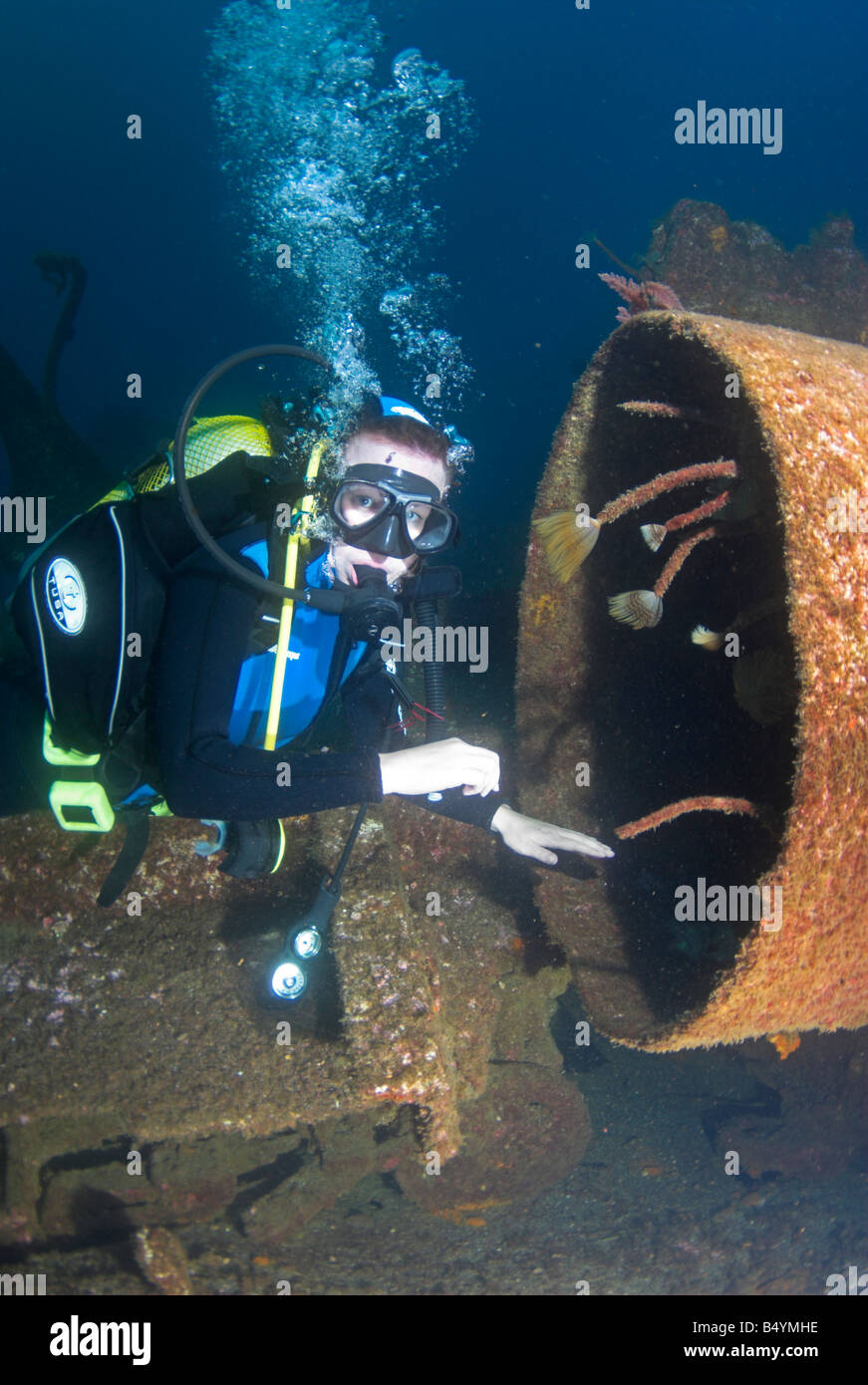 Plongée sous marine sur l'épave d'un cargo Dori au large de l'île de São  Miguel aux Açores Photo Stock - Alamy