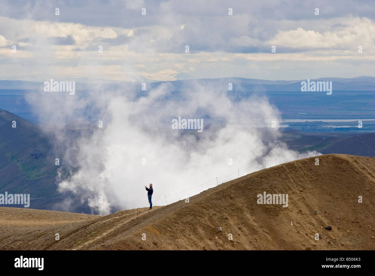 Zone géothermique de Krafla près du lac Myvatn, le nord de l'Islande. Banque D'Images