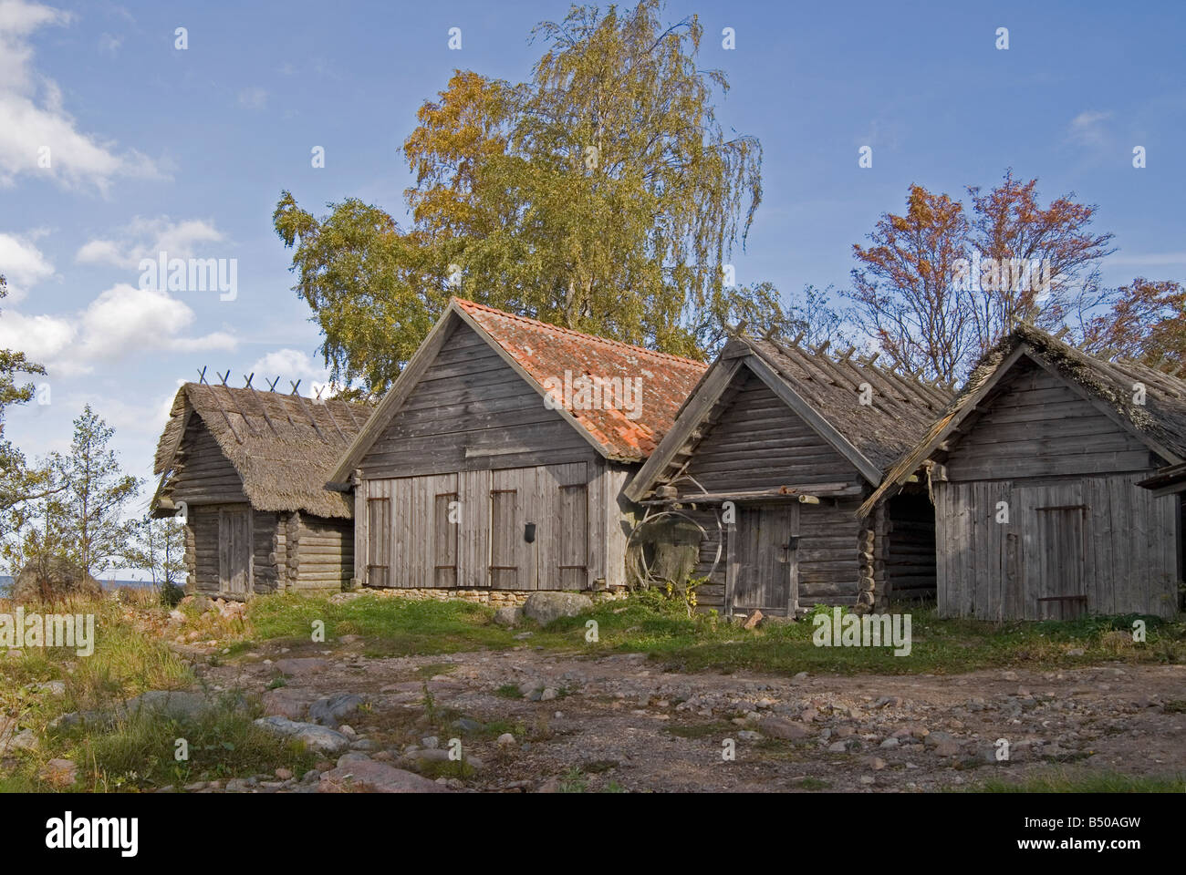 Cabanes de pêcheurs et de bateaux Altja Estonie Banque D'Images