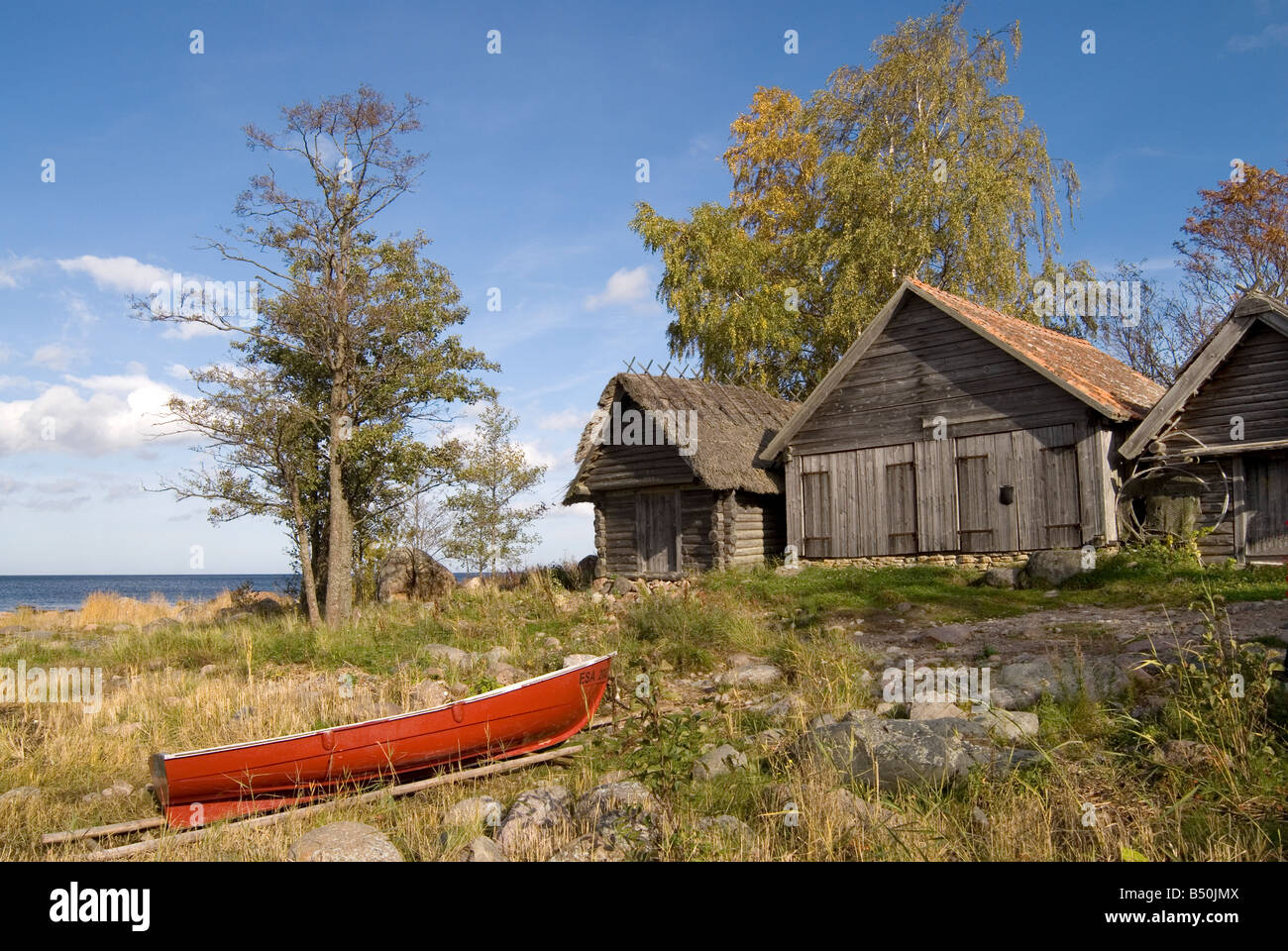Cabanes de pêcheurs et de bateaux Altja Estonie Banque D'Images
