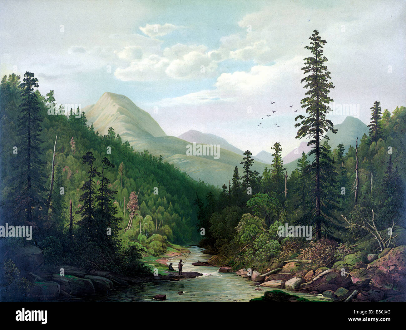 La peinture de paysage de montagne Banque D'Images