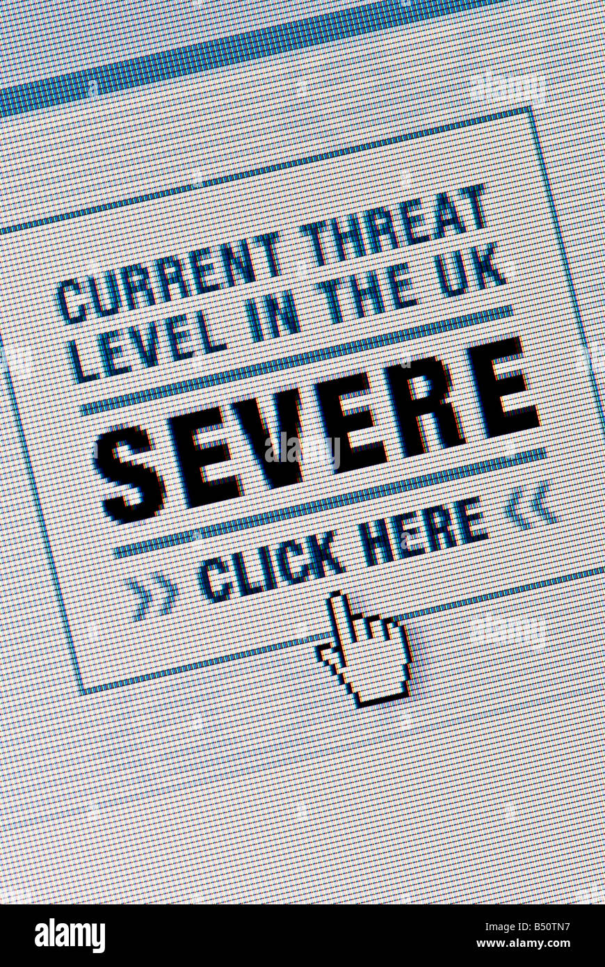 Capture d'écran de Macro MI6 site web d'avertissement de niveau de menace terroriste Banque D'Images