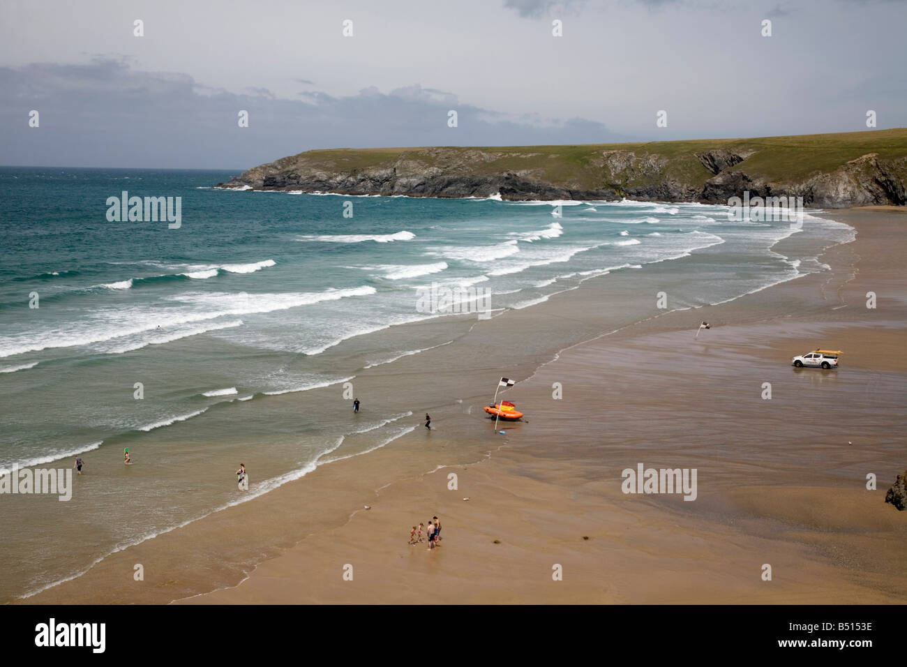 Plage de Cornwall holywell Banque D'Images