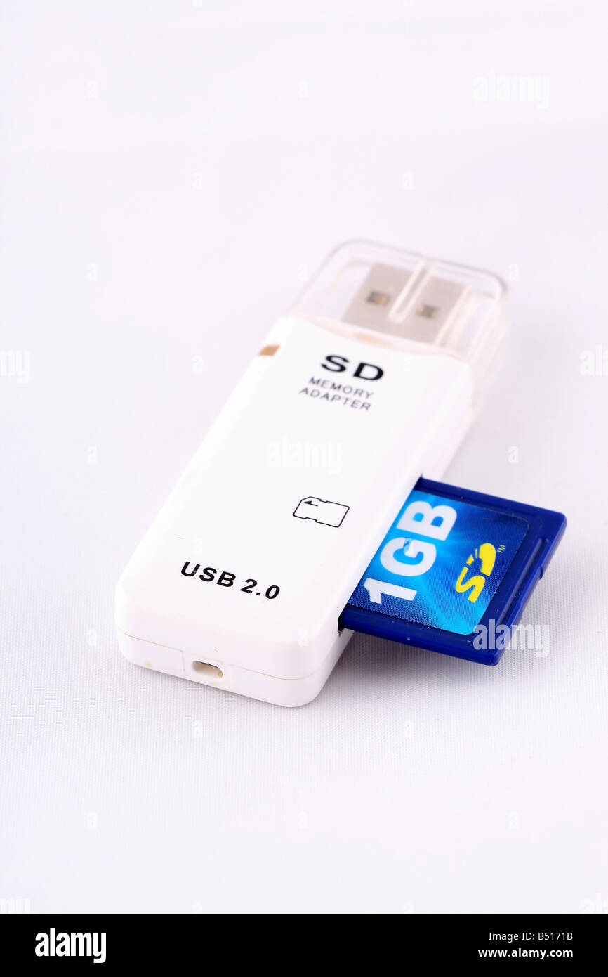 Adaptateur USB carte SD 1 Go de capacité informatique pendrive Banque D'Images