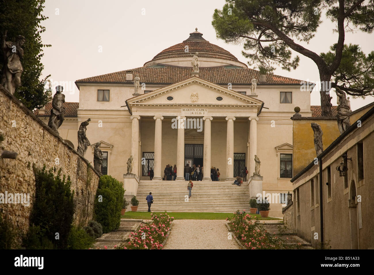 Entranc principal à la Villa la Rotonde conçu par Andrea Palladio à Vicenza, Italie du Nord Banque D'Images