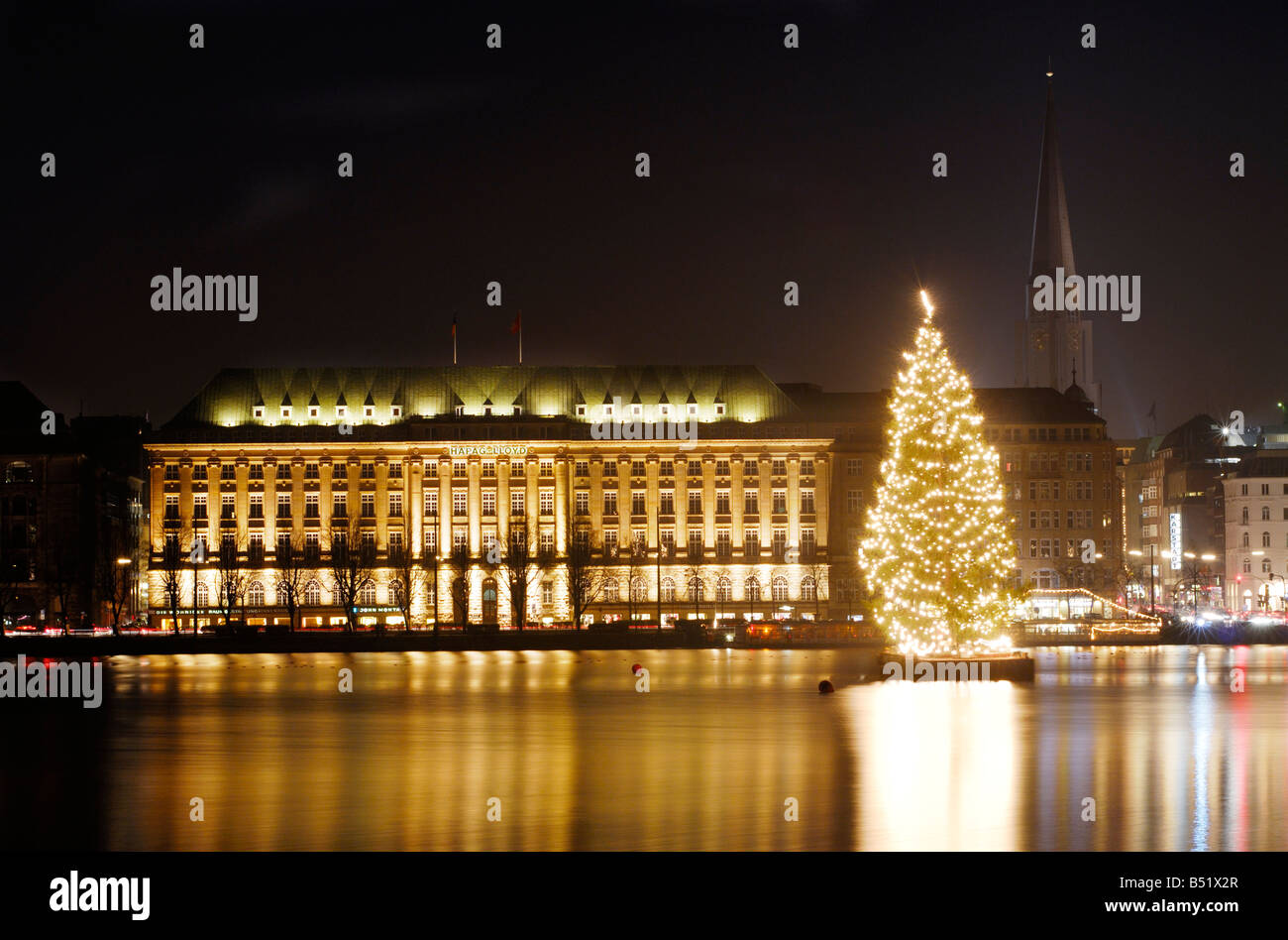 Ballinhaus et sapin Alster à Hambourg Banque D'Images