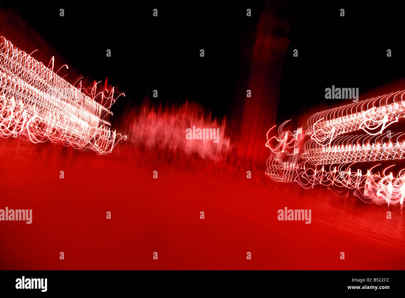 La place Saint-Marc (Piazza San Marco Venise de nuit avec amélioration rouge Banque D'Images