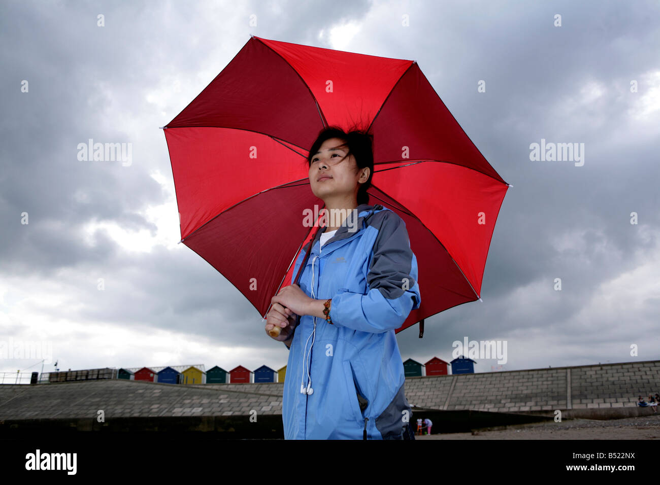 Parasol sur la plage Banque D'Images