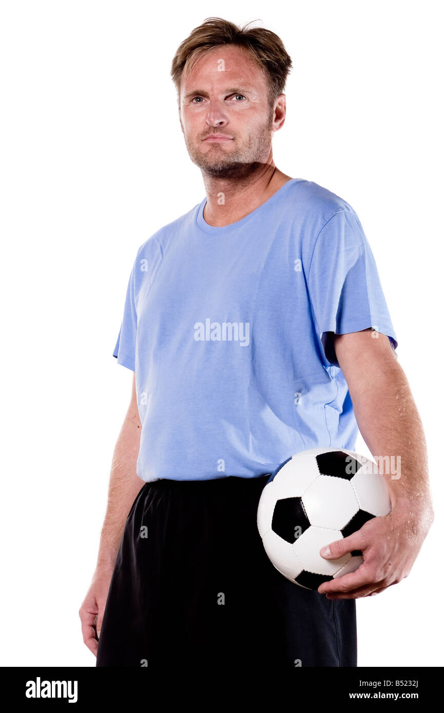 Joueur de foot studio isolé plein photo Banque D'Images