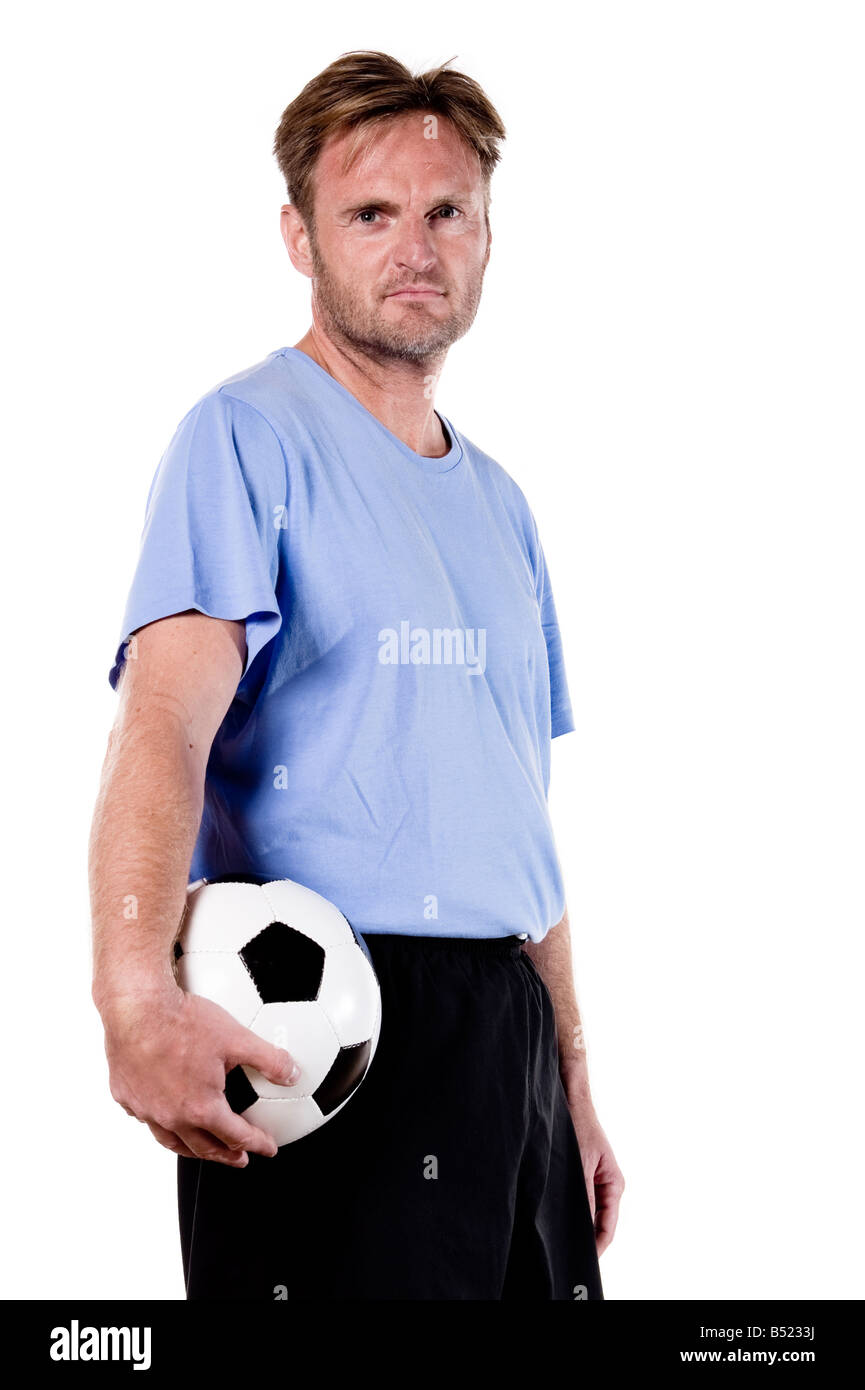 Joueur de foot studio isolé plein photo Banque D'Images