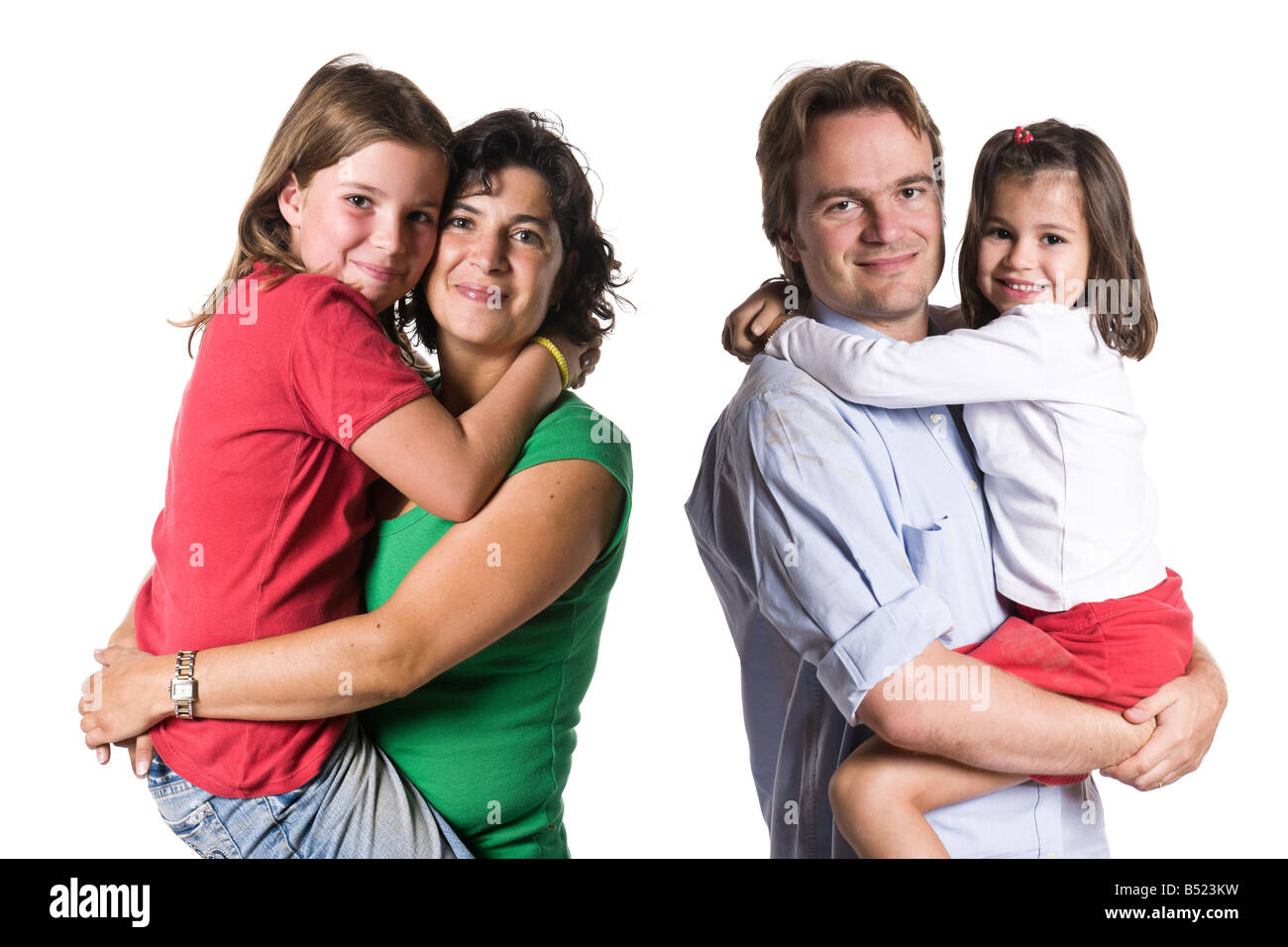 Juste une famille heureuse isolé plein studio photo Banque D'Images