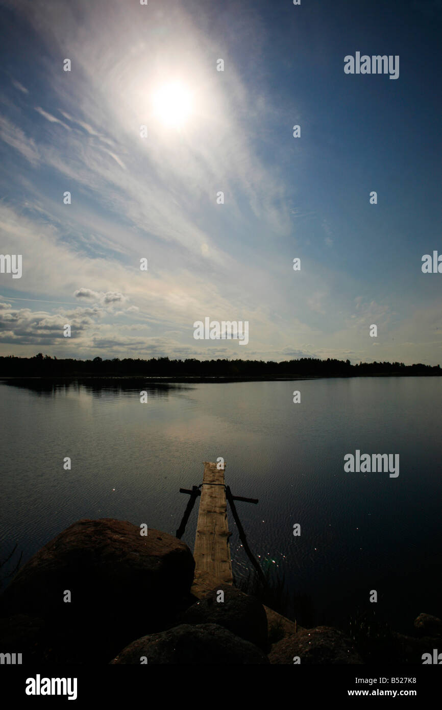 Conseil de plongée sur la côte, l'île du Moho, Estonie Banque D'Images