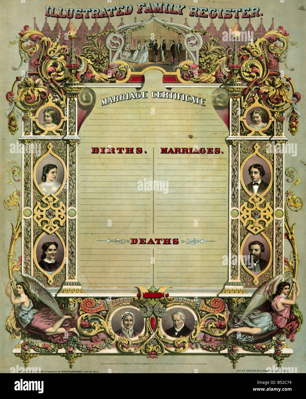 Livret de famille  1880 Banque D'Images