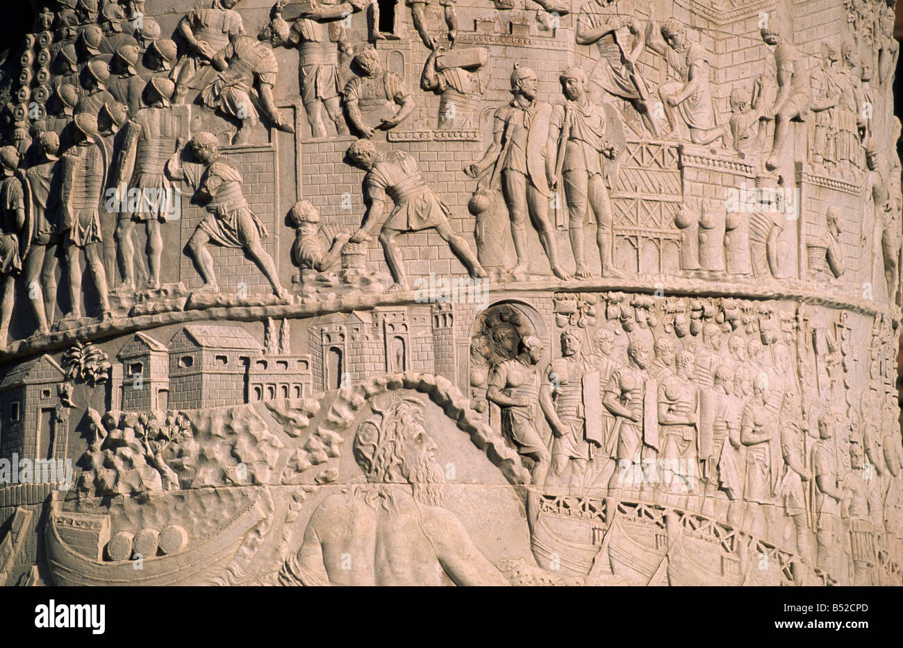 Italie, Rome, colonne Trajan, détail bas relief Banque D'Images