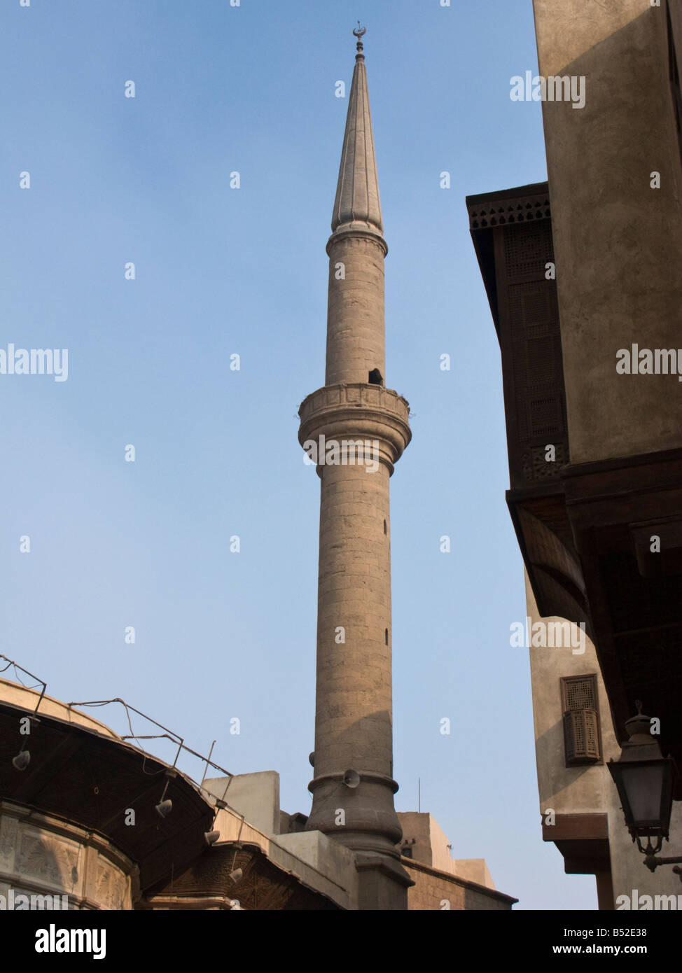 Minaret de Sulayman Agha al Silahdar mosquée, Le Caire, Egypte Banque D'Images