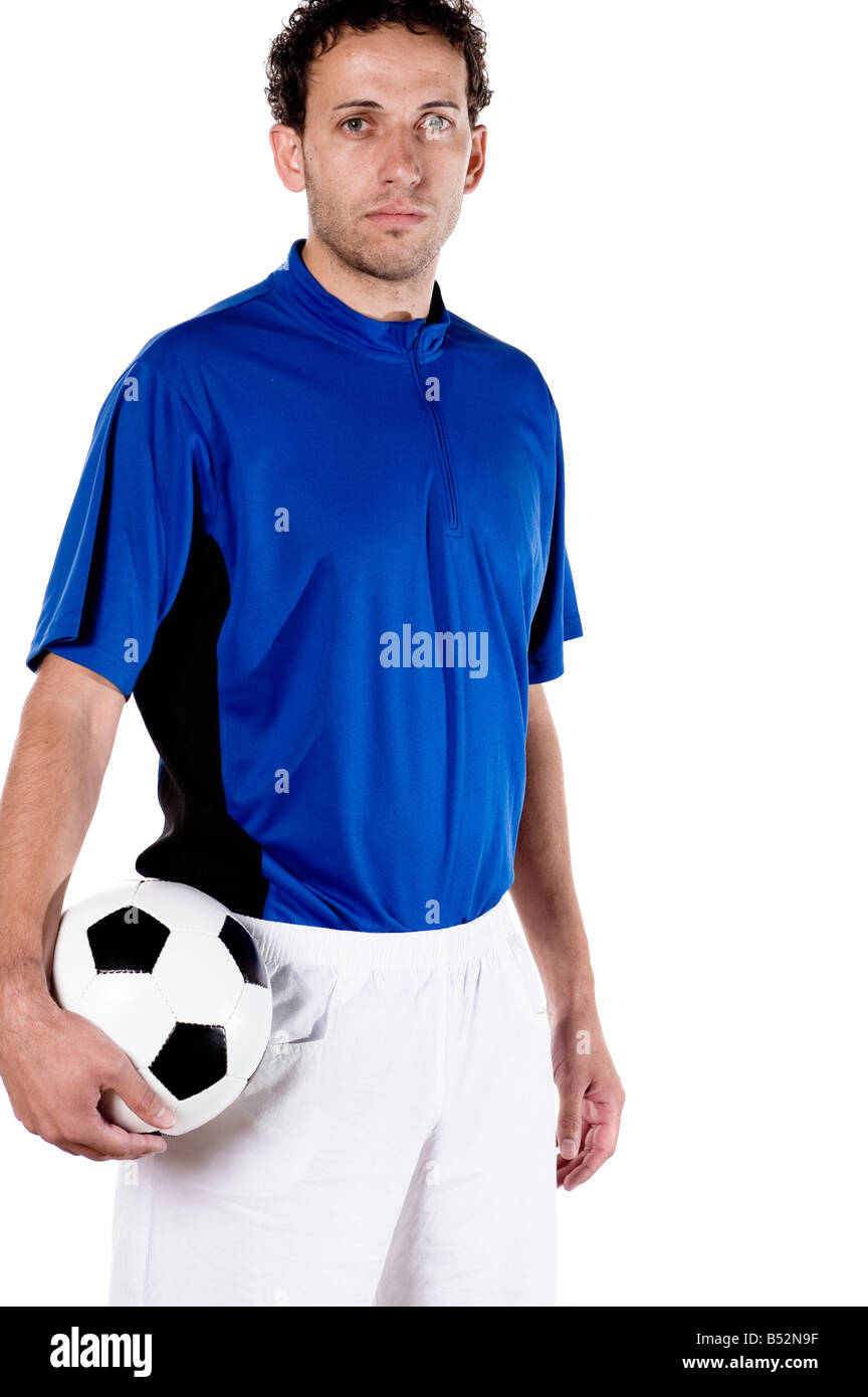 Joueur de foot studio isolé plein photo Banque D'Images