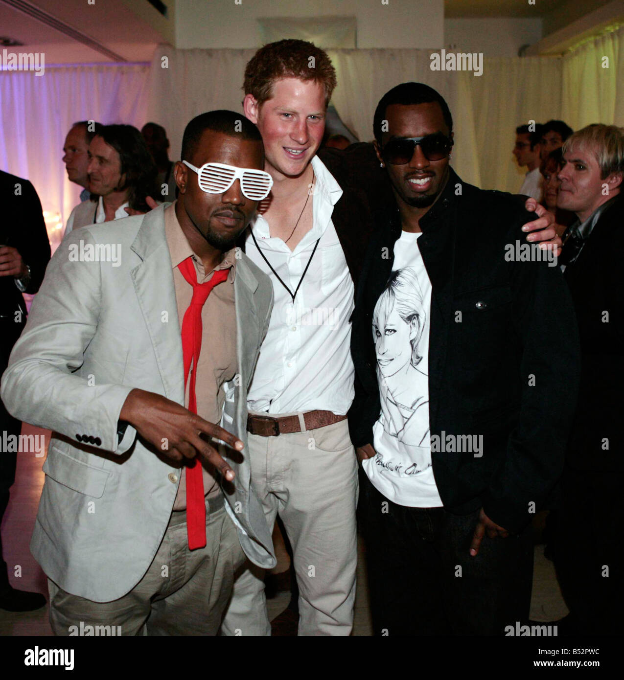 Le prince Harry avec Kanye West et P Diddy Banque D'Images