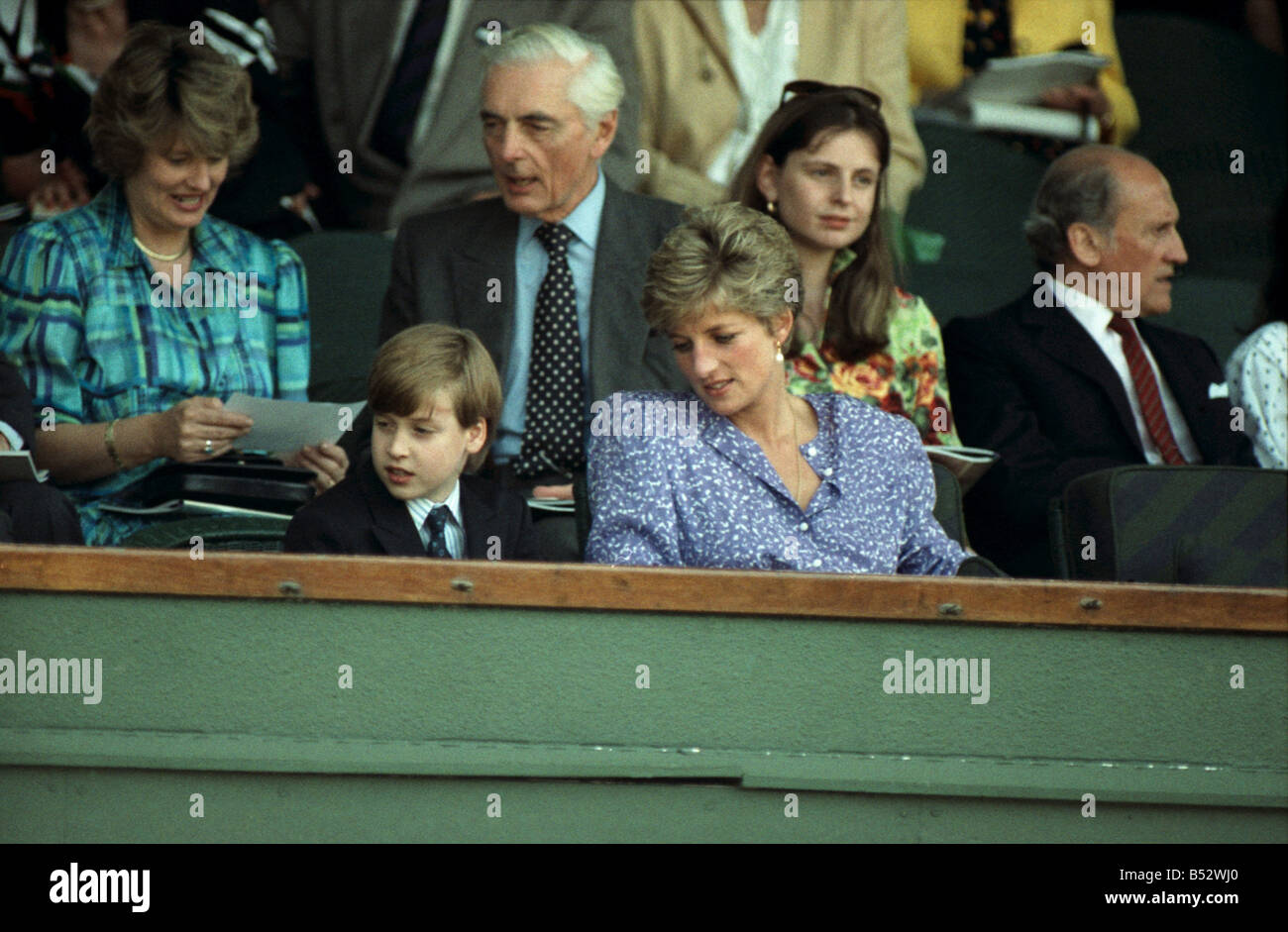 Tournoi de tennis de Wimbledon. Solana princesse +fils, le Prince William. Juillet 1991 91-4292-001 Banque D'Images