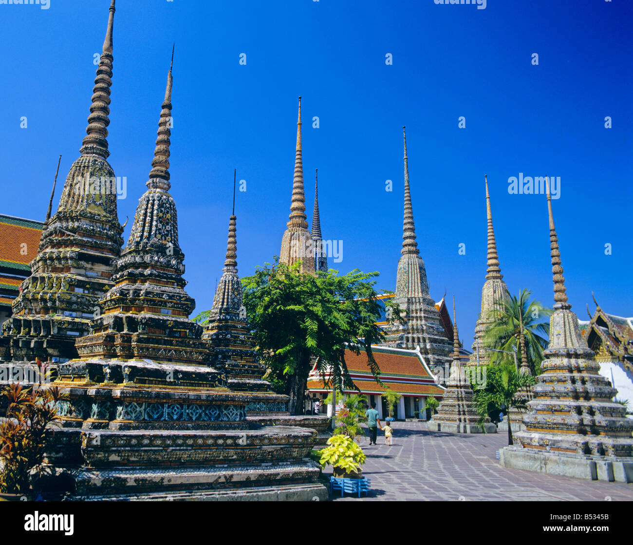 Le Temple du Bouddha couché de Wat Pho Bangkok Thaïlande Banque D'Images