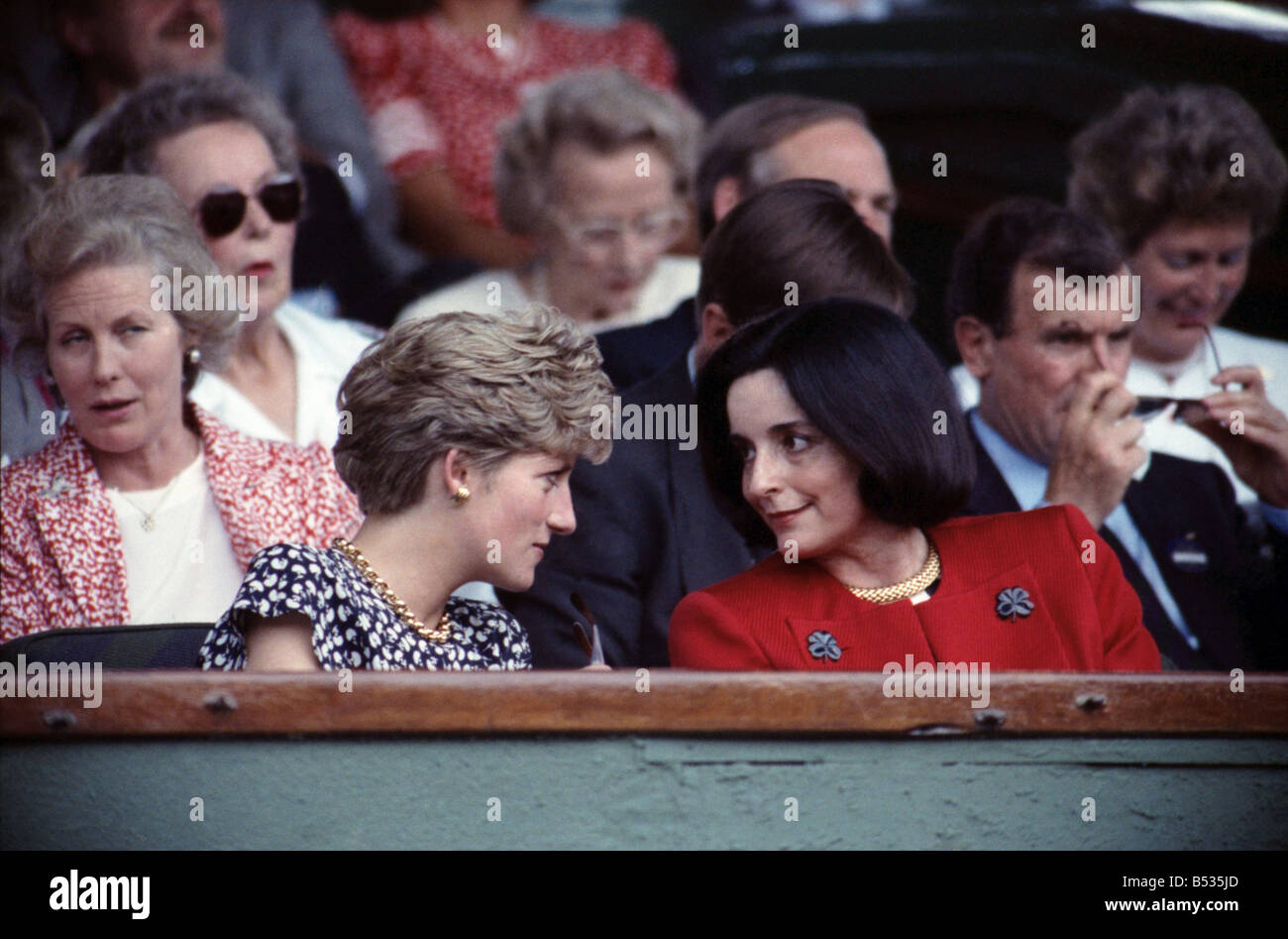 Wimbledon. Finale chez les hommes : Michael Stich contre Boris Becker. La princesse Diana. Juillet 1991 91-4302-201 Banque D'Images